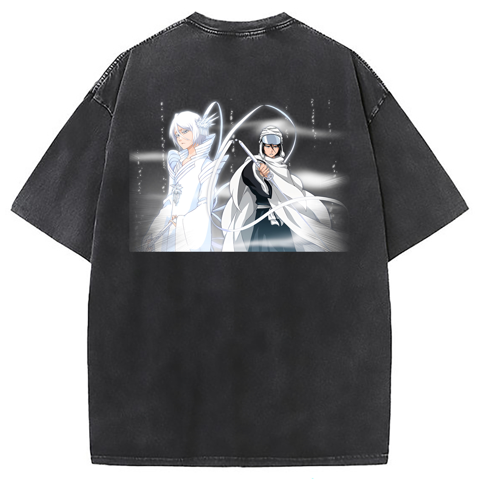 （画像用） ブリーチ 朽木ルキア BLEACH Kuchiki Rukia 綿100% ヴィンテージ風 半袖Tシャツ（背面プリント）