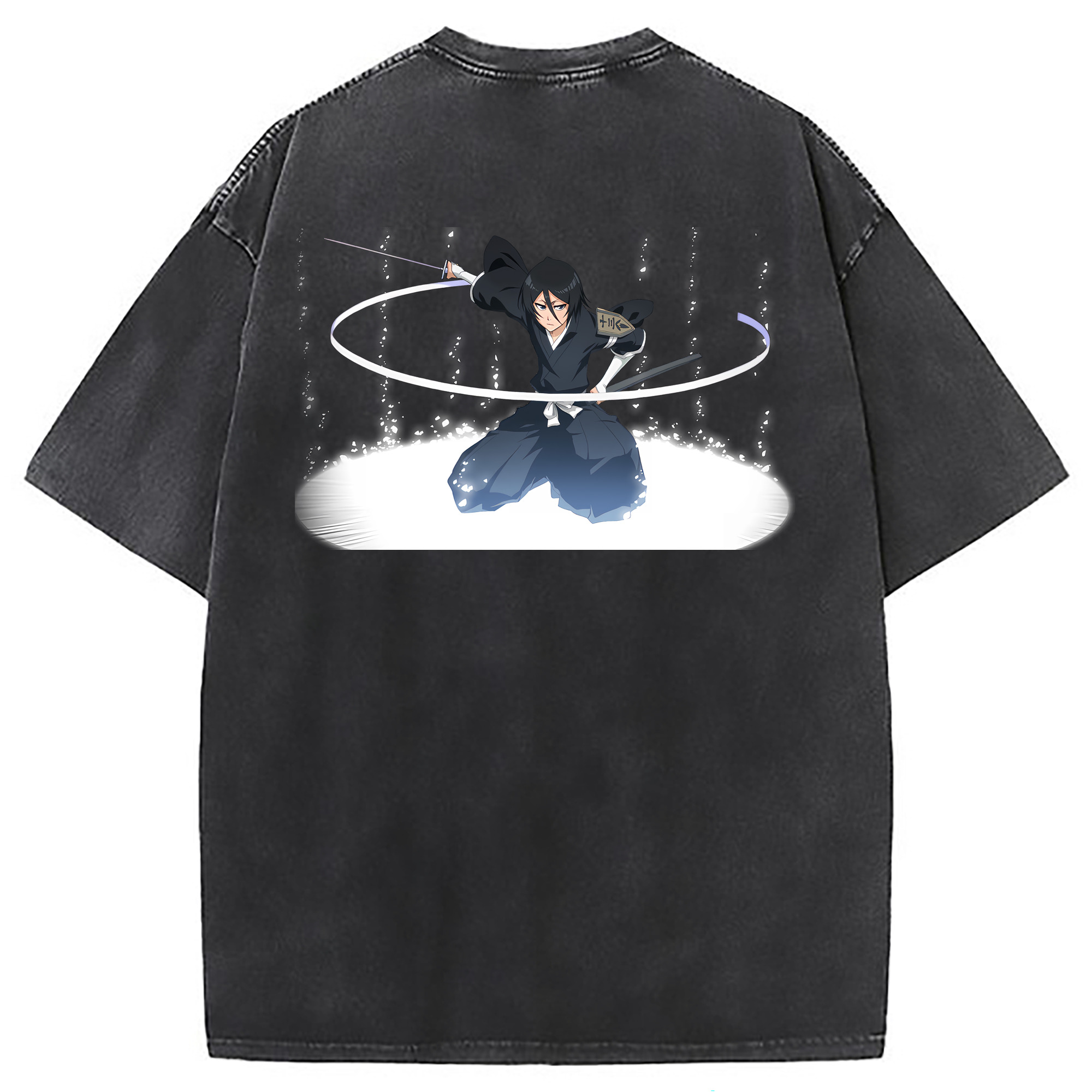 （画像用） ブリーチ 朽木ルキア BLEACH Kuchiki Rukia 綿100% ヴィンテージ風 半袖Tシャツ（背面プリント）