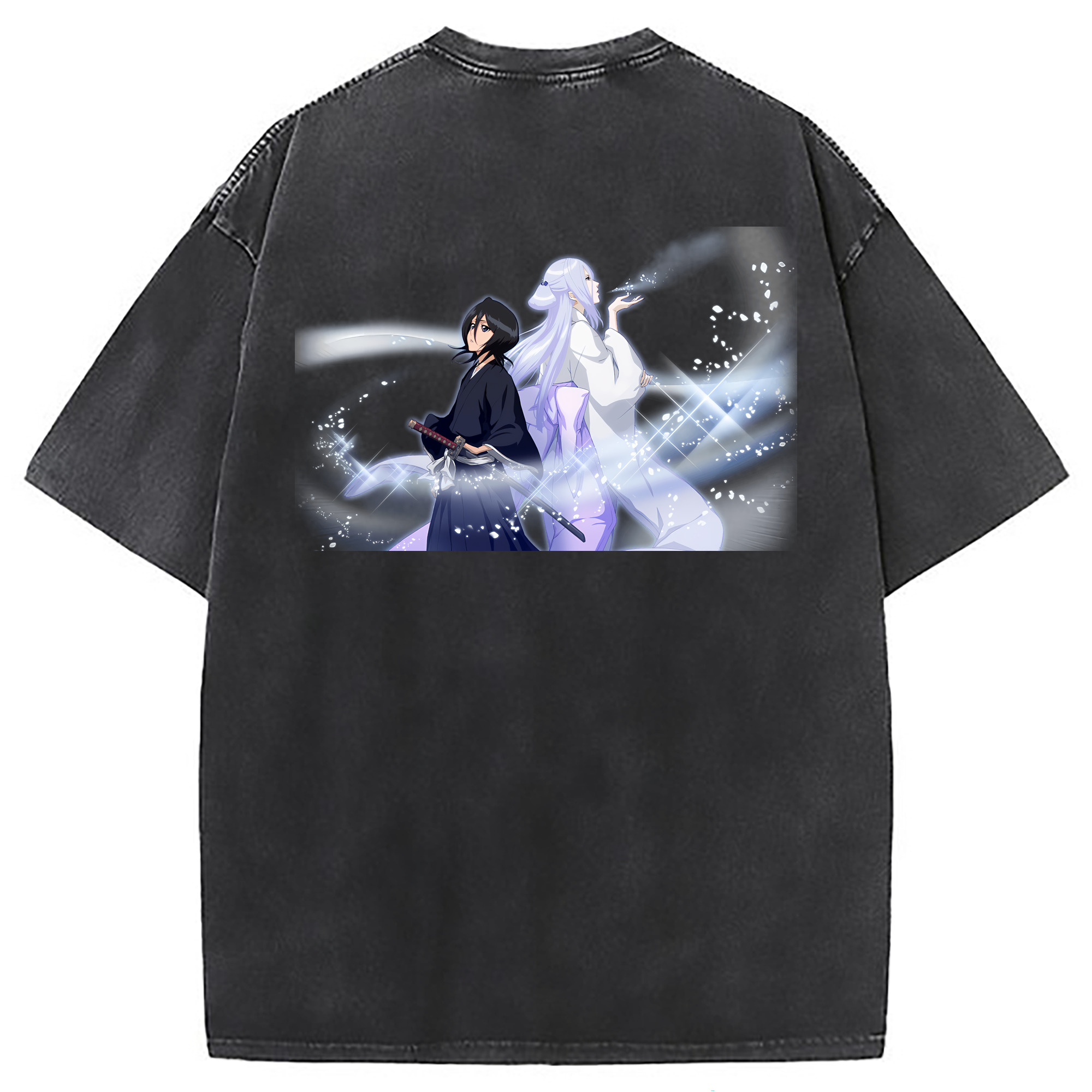 （画像用） ブリーチ 朽木ルキア BLEACH Kuchiki Rukia 綿100% ヴィンテージ風 半袖Tシャツ（背面プリント）