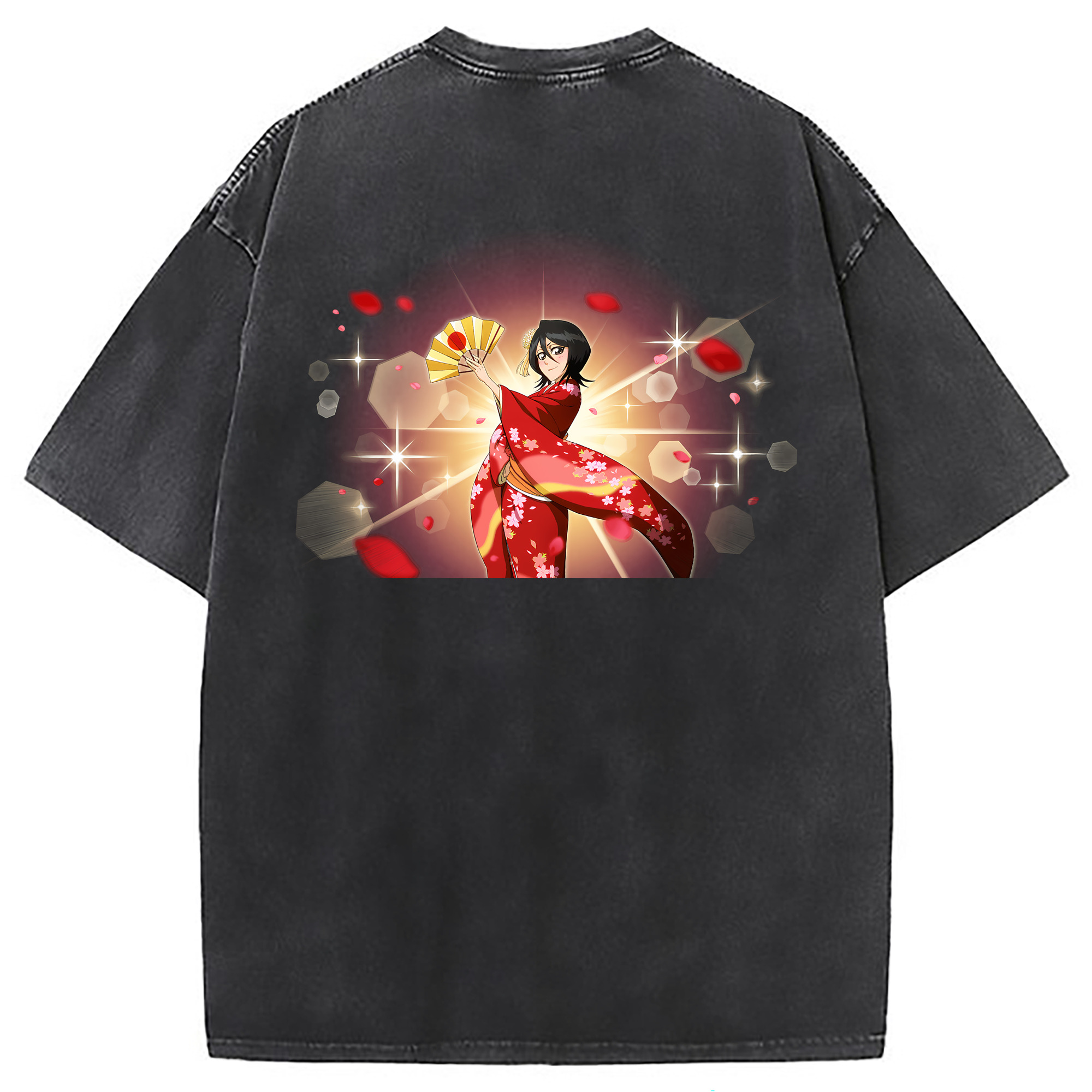 （画像用） ブリーチ 朽木ルキア BLEACH Kuchiki Rukia 綿100% ヴィンテージ風 半袖Tシャツ（背面プリント）