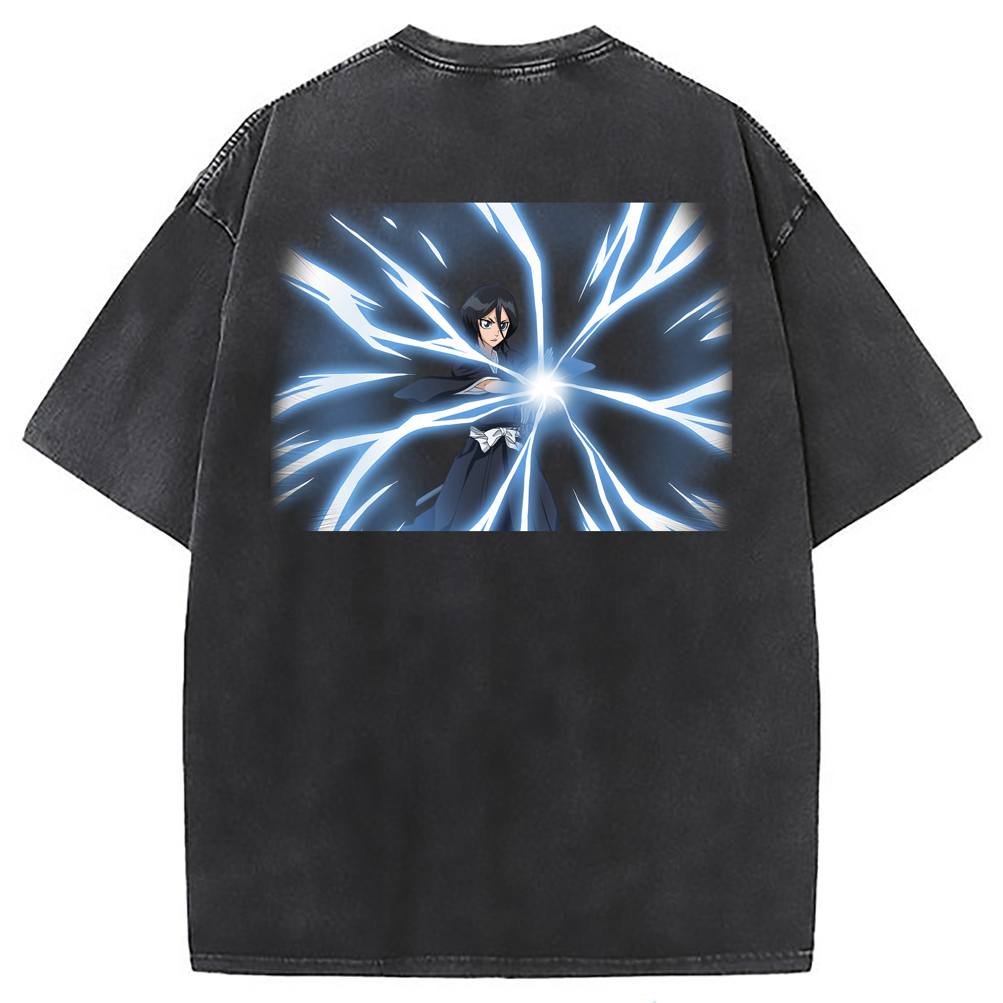 （画像用） ブリーチ 朽木ルキア BLEACH Kuchiki Rukia 綿100% ヴィンテージ風 半袖Tシャツ（背面プリント）