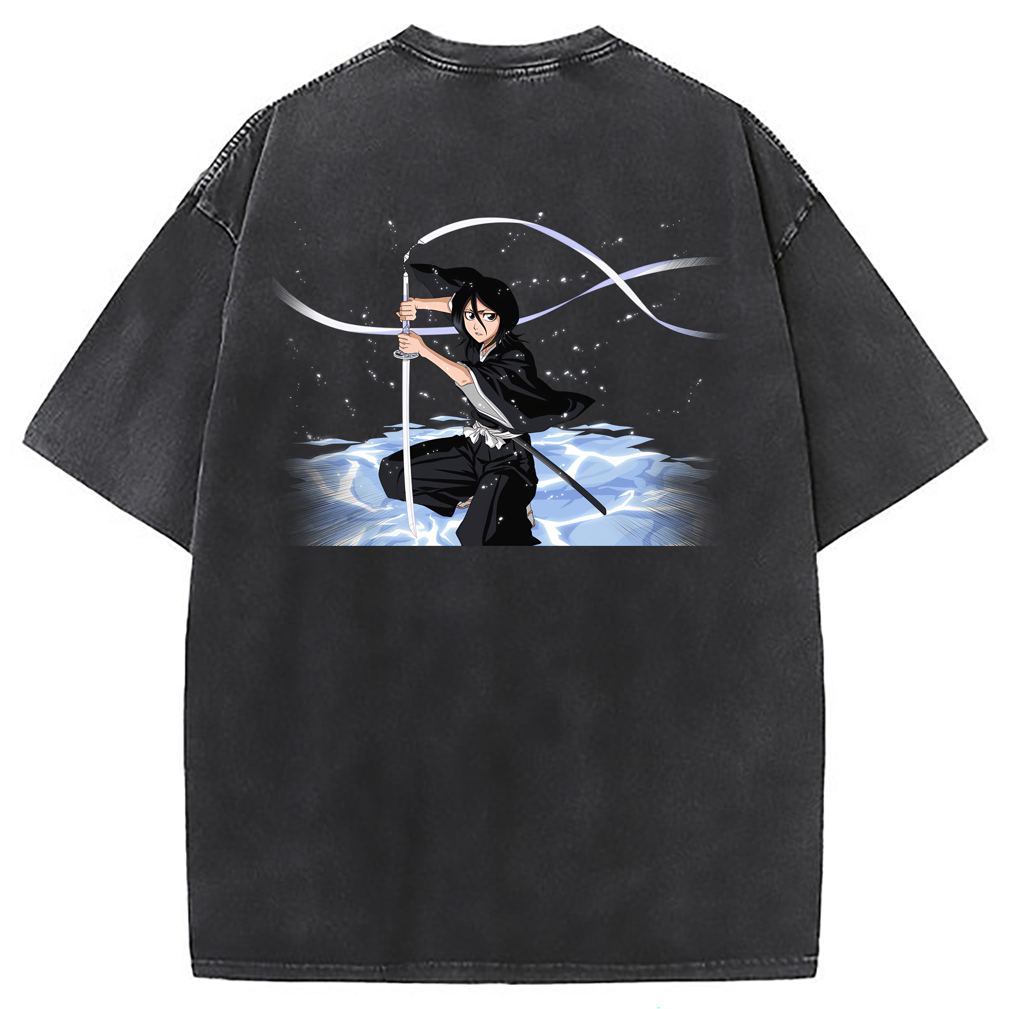 （画像用） ブリーチ 朽木ルキア BLEACH Kuchiki Rukia 綿100% ヴィンテージ風 半袖Tシャツ（背面プリント）