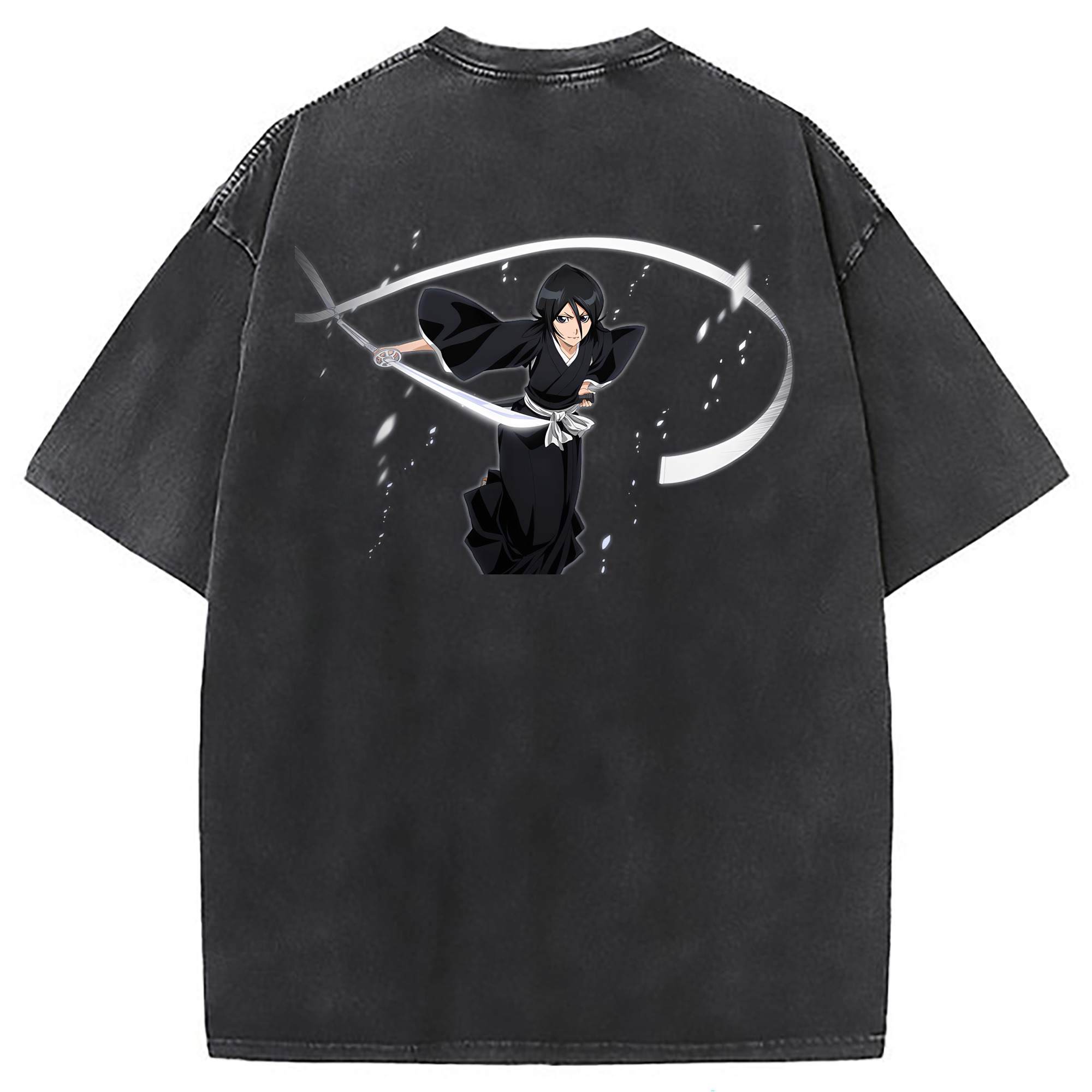 （画像用） ブリーチ 朽木ルキア BLEACH Kuchiki Rukia 綿100% ヴィンテージ風 半袖Tシャツ（背面プリント）