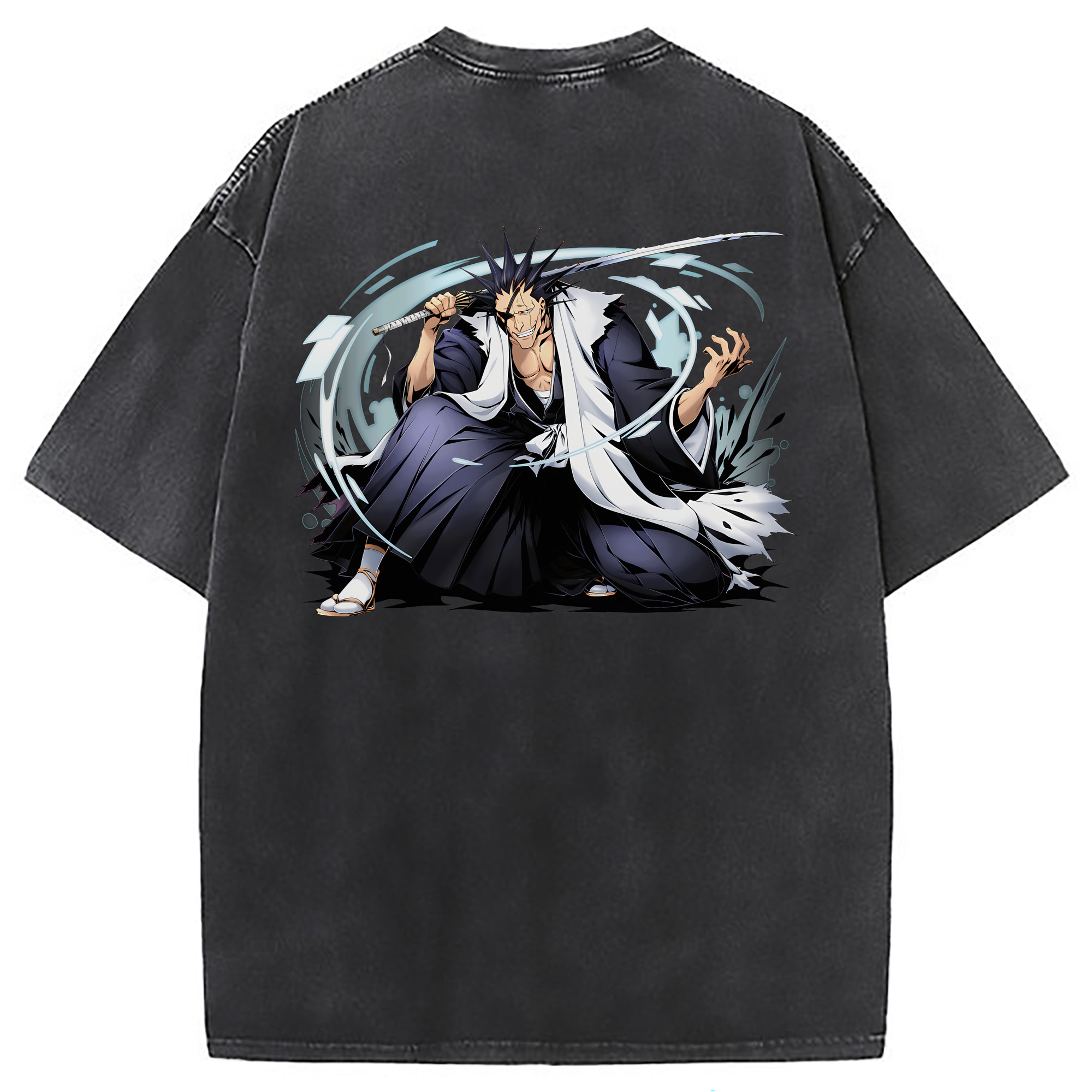 （画像用） ブリーチ ざらき けんぱち BLEACH Zaraki Kenpachi 綿100% ヴィンテージ風 半袖Tシャツ（背面プリント）