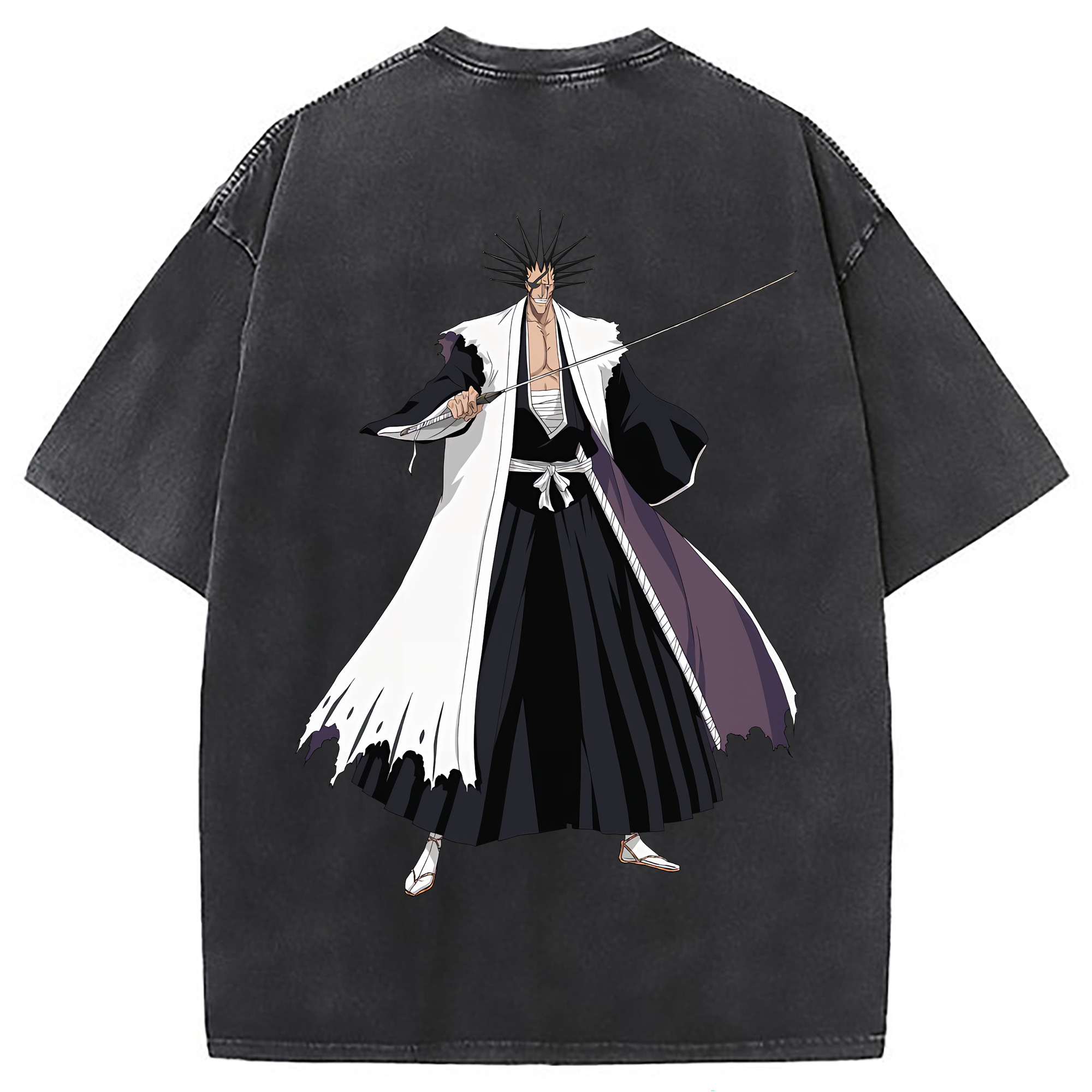 （画像用） ブリーチ ざらき けんぱち BLEACH Zaraki Kenpachi 綿100% ヴィンテージ風 半袖Tシャツ（背面プリント）