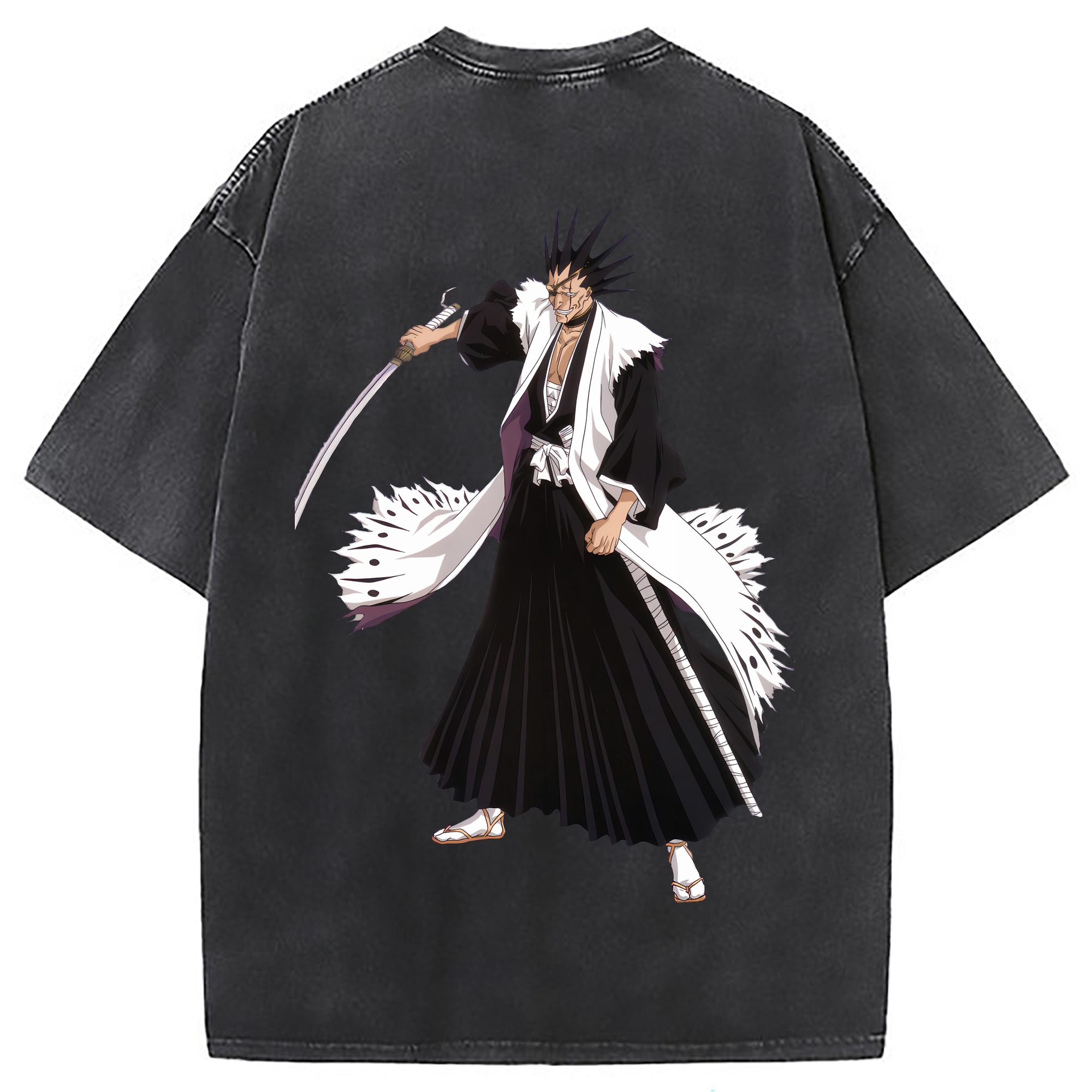 （画像用） ブリーチ ざらき けんぱち BLEACH Zaraki Kenpachi 綿100% ヴィンテージ風 半袖Tシャツ（背面プリント）
