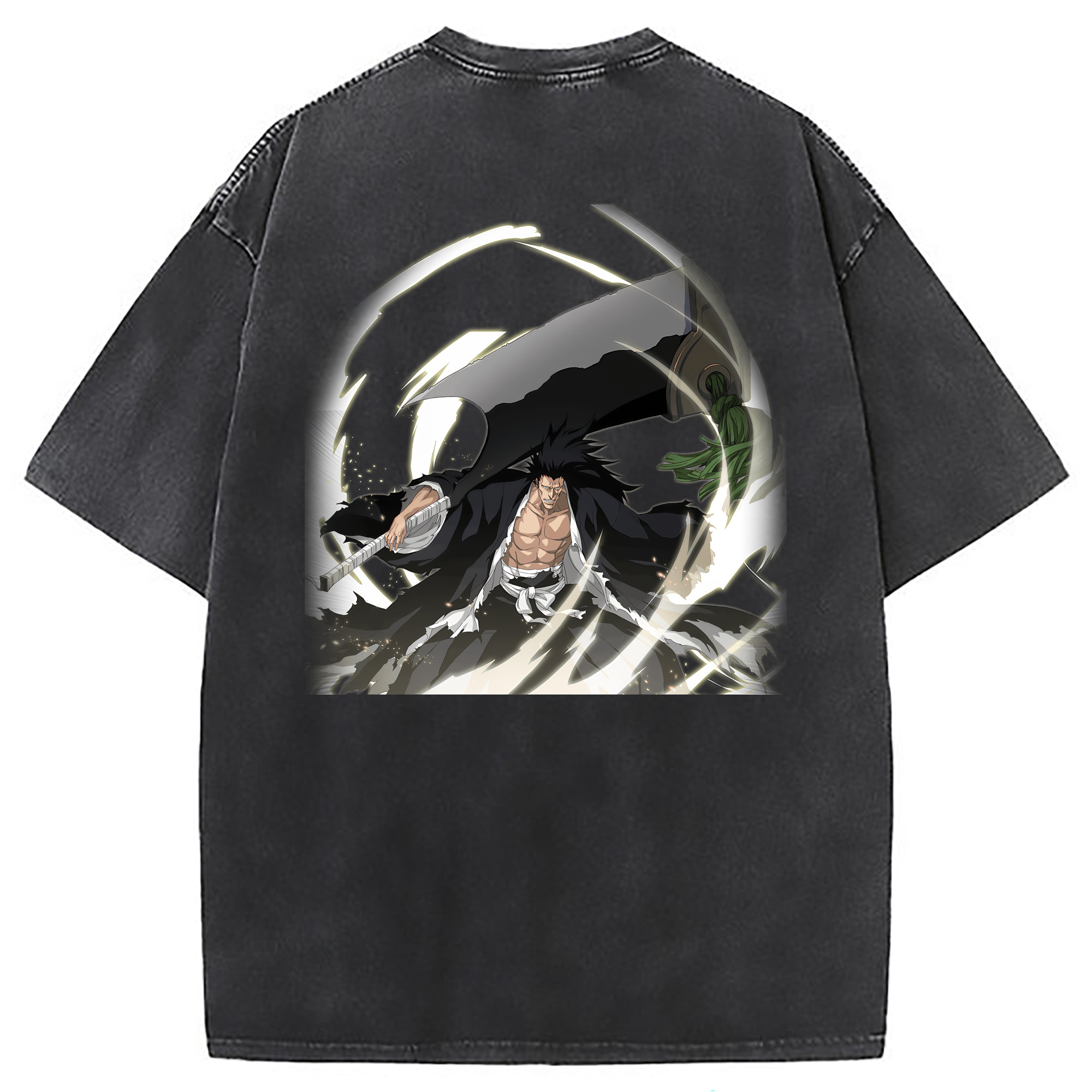 （画像用） ブリーチ ざらき けんぱち BLEACH Zaraki Kenpachi 綿100% ヴィンテージ風 半袖Tシャツ（背面プリント）