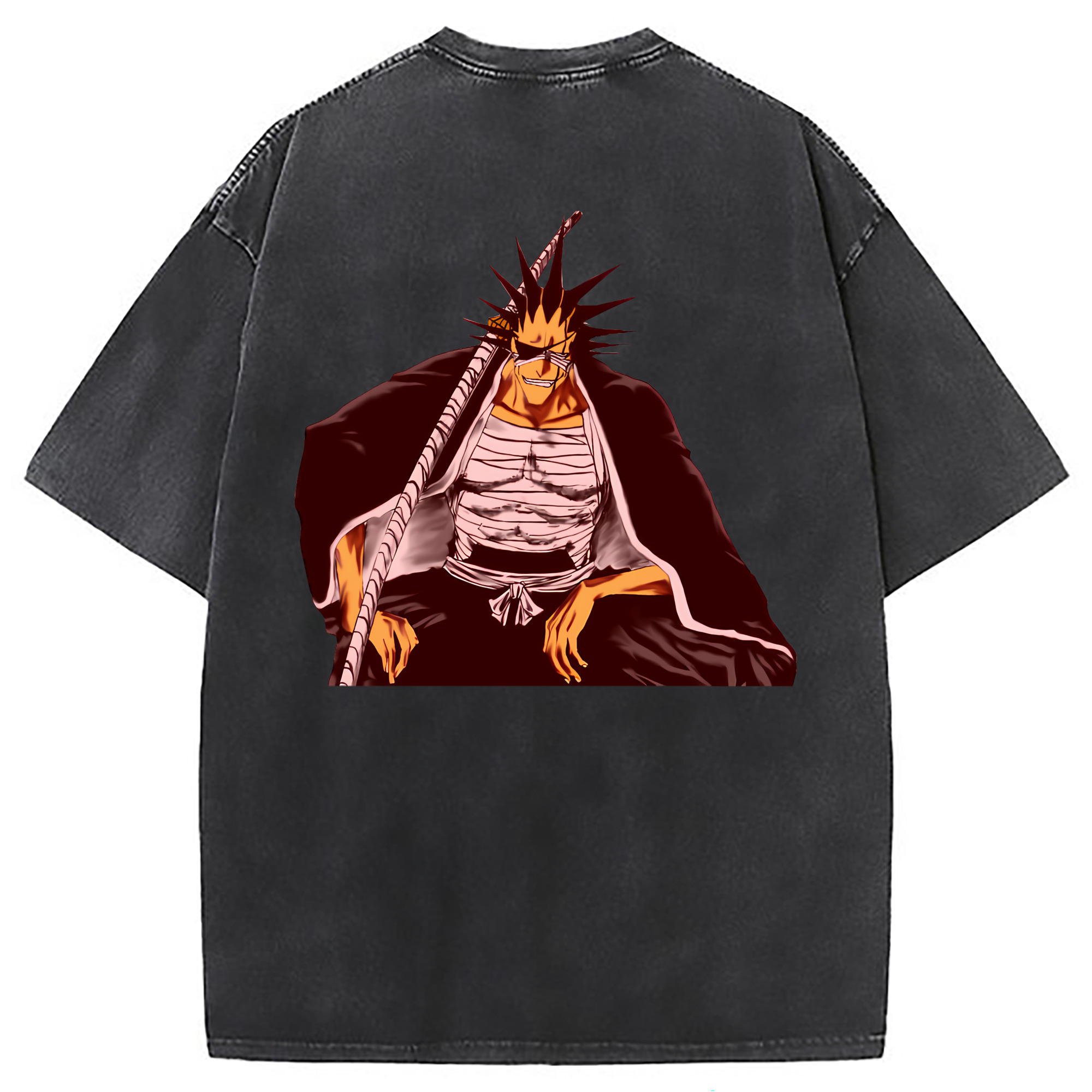 （画像用） ブリーチ ざらき けんぱち BLEACH Zaraki Kenpachi 綿100% ヴィンテージ風 半袖Tシャツ（背面プリント）