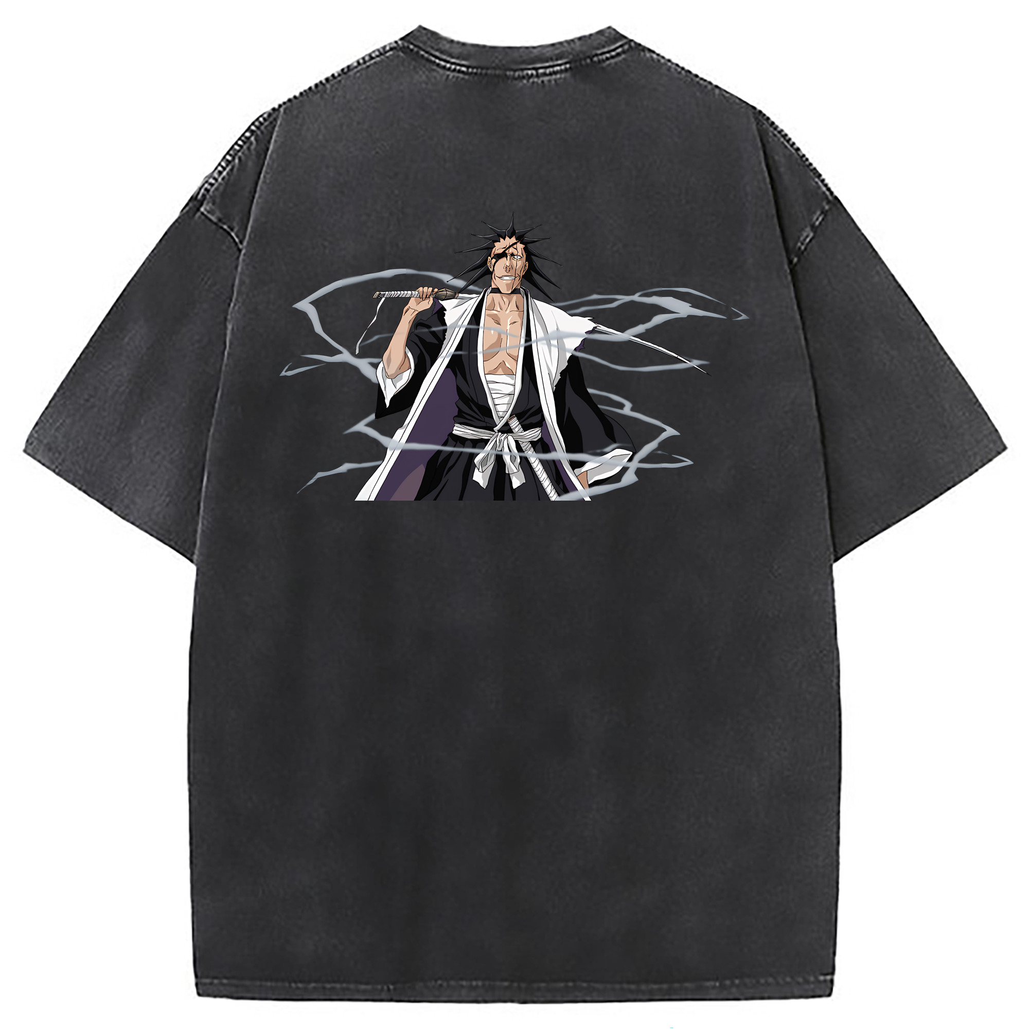 （画像用） ブリーチ ざらき けんぱち BLEACH Zaraki Kenpachi 綿100% ヴィンテージ風 半袖Tシャツ（背面プリント）