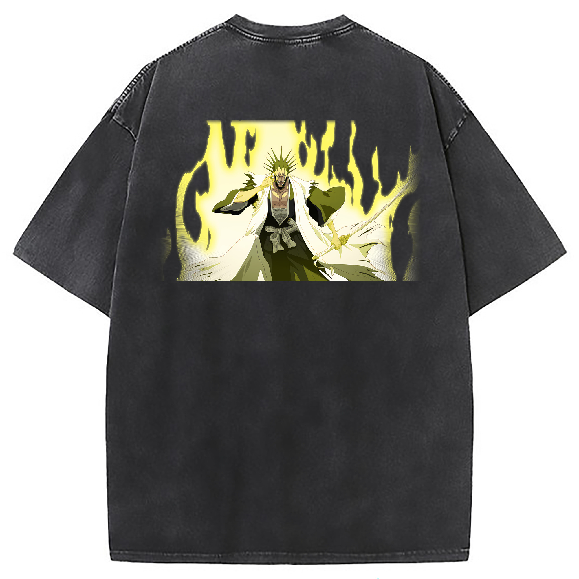 （画像用） ブリーチ ざらき けんぱち BLEACH Zaraki Kenpachi 綿100% ヴィンテージ風 半袖Tシャツ（背面プリント）