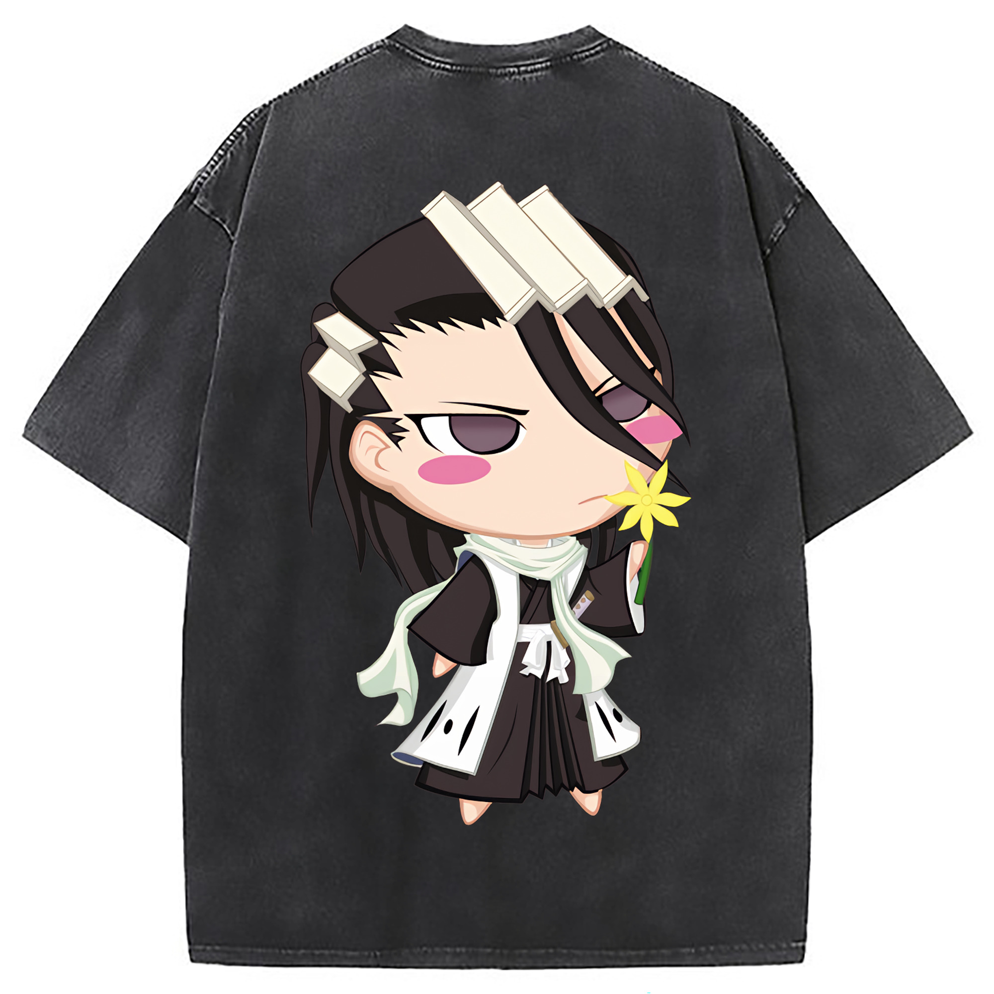 （画像用） ブリーチ くちき びゃくや BLEACH Kuchiki Byakuya 綿100% ヴィンテージ風 半袖Tシャツ（背面プリント）