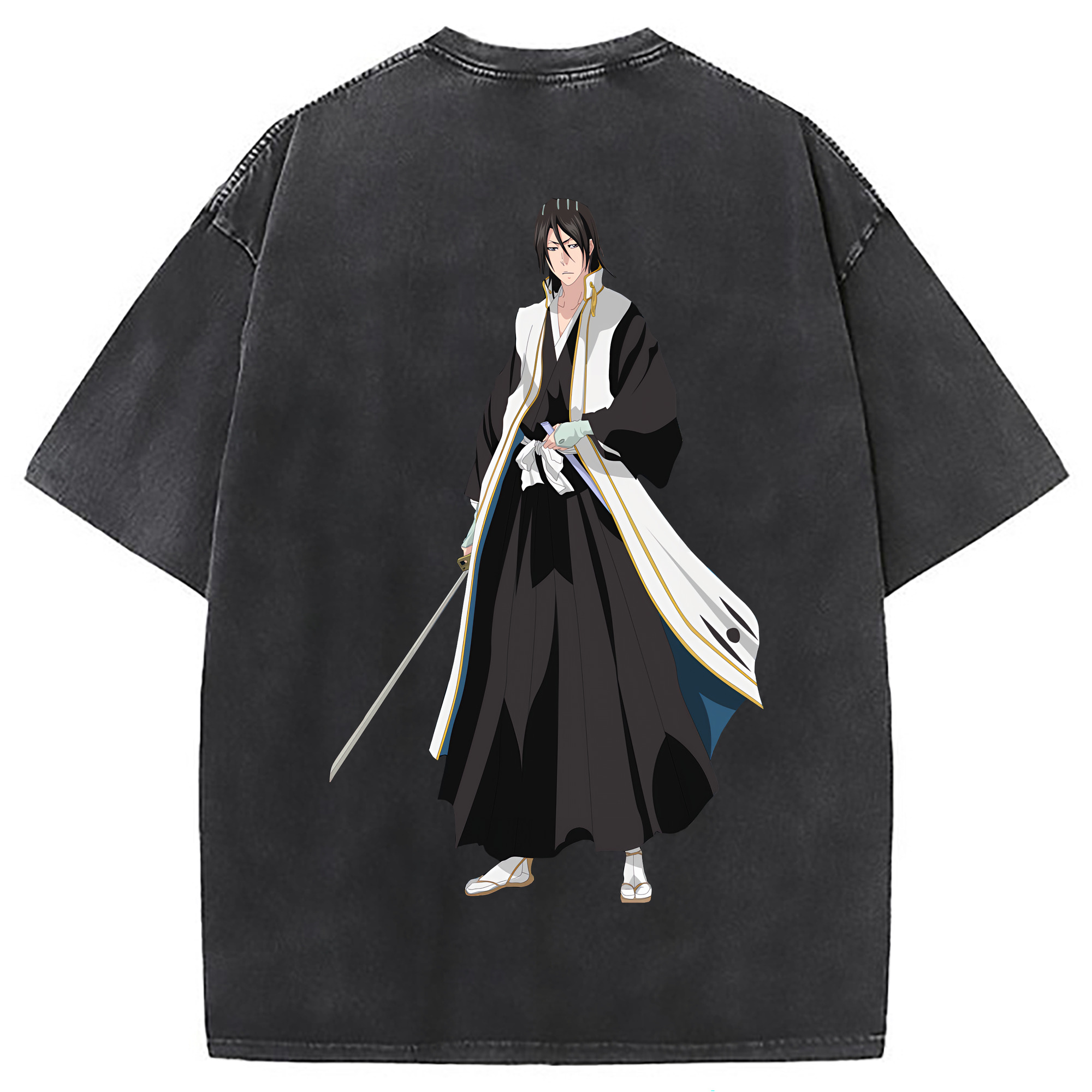 （画像用） ブリーチ くちき びゃくや BLEACH Kuchiki Byakuya 綿100% ヴィンテージ風 半袖Tシャツ（背面プリント）