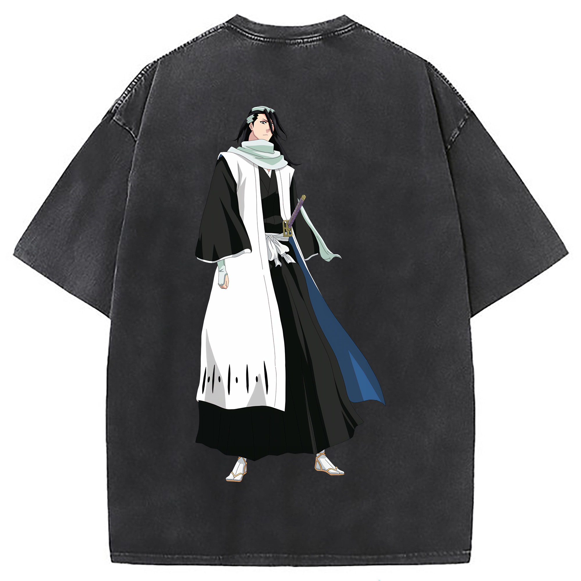 （画像用） ブリーチ くちき びゃくや BLEACH Kuchiki Byakuya 綿100% ヴィンテージ風 半袖Tシャツ（背面プリント）