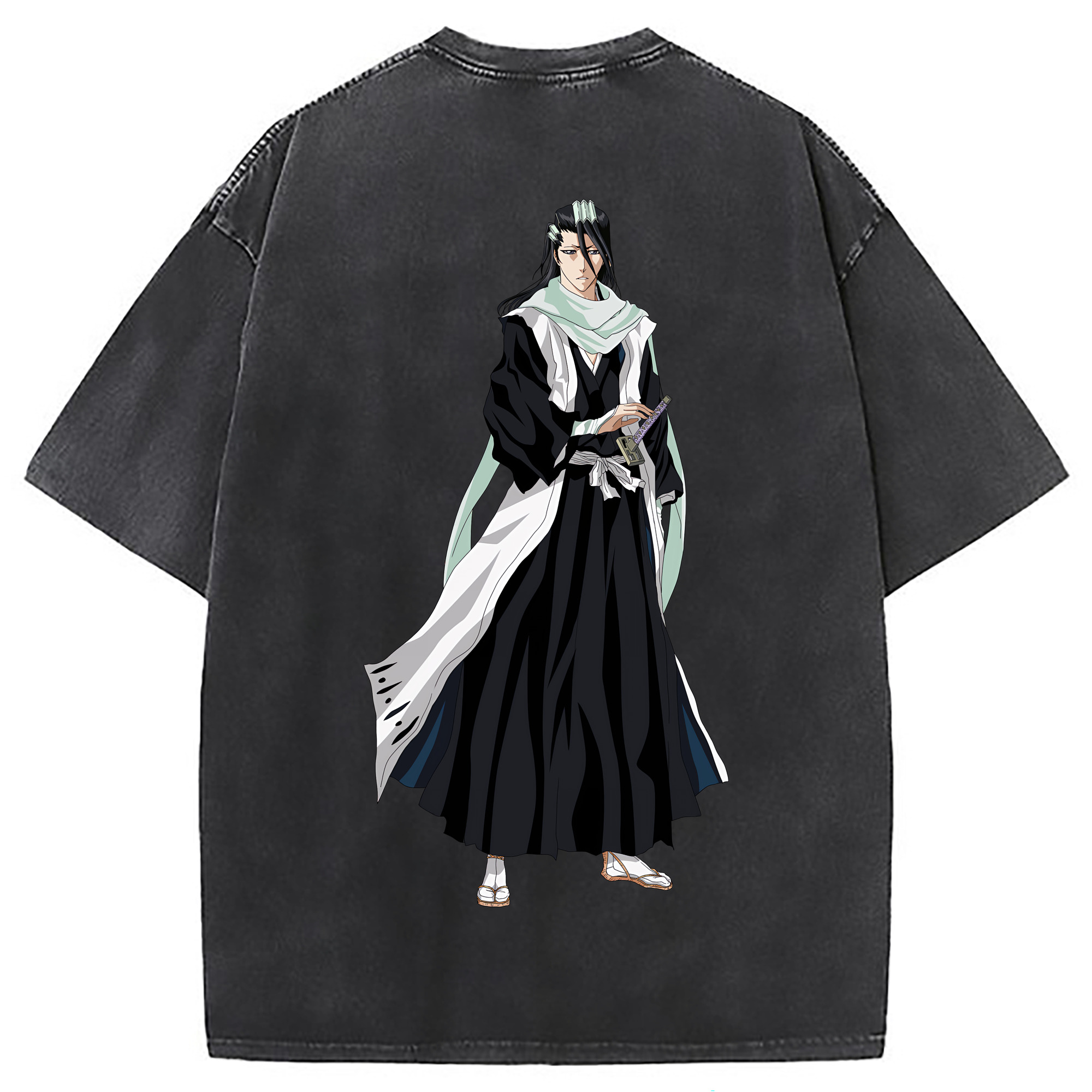 （画像用） ブリーチ くちき びゃくや BLEACH Kuchiki Byakuya 綿100% ヴィンテージ風 半袖Tシャツ（背面プリント）