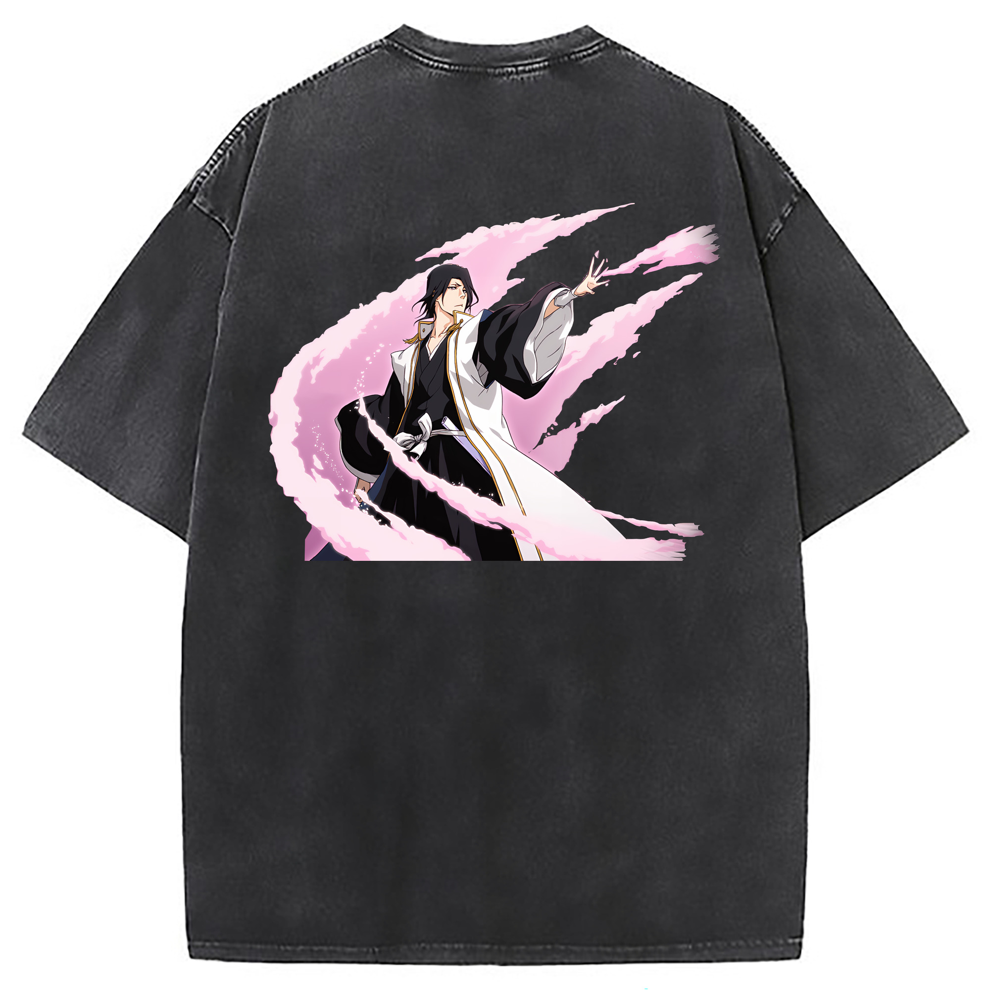 （画像用） ブリーチ くちき びゃくや BLEACH Kuchiki Byakuya 綿100% ヴィンテージ風 半袖Tシャツ（背面プリント）