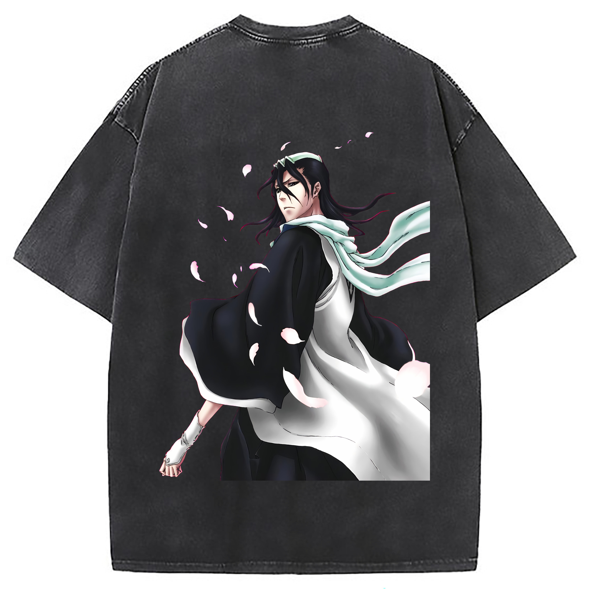 （画像用） ブリーチ くちき びゃくや BLEACH Kuchiki Byakuya 綿100% ヴィンテージ風 半袖Tシャツ（背面プリント）