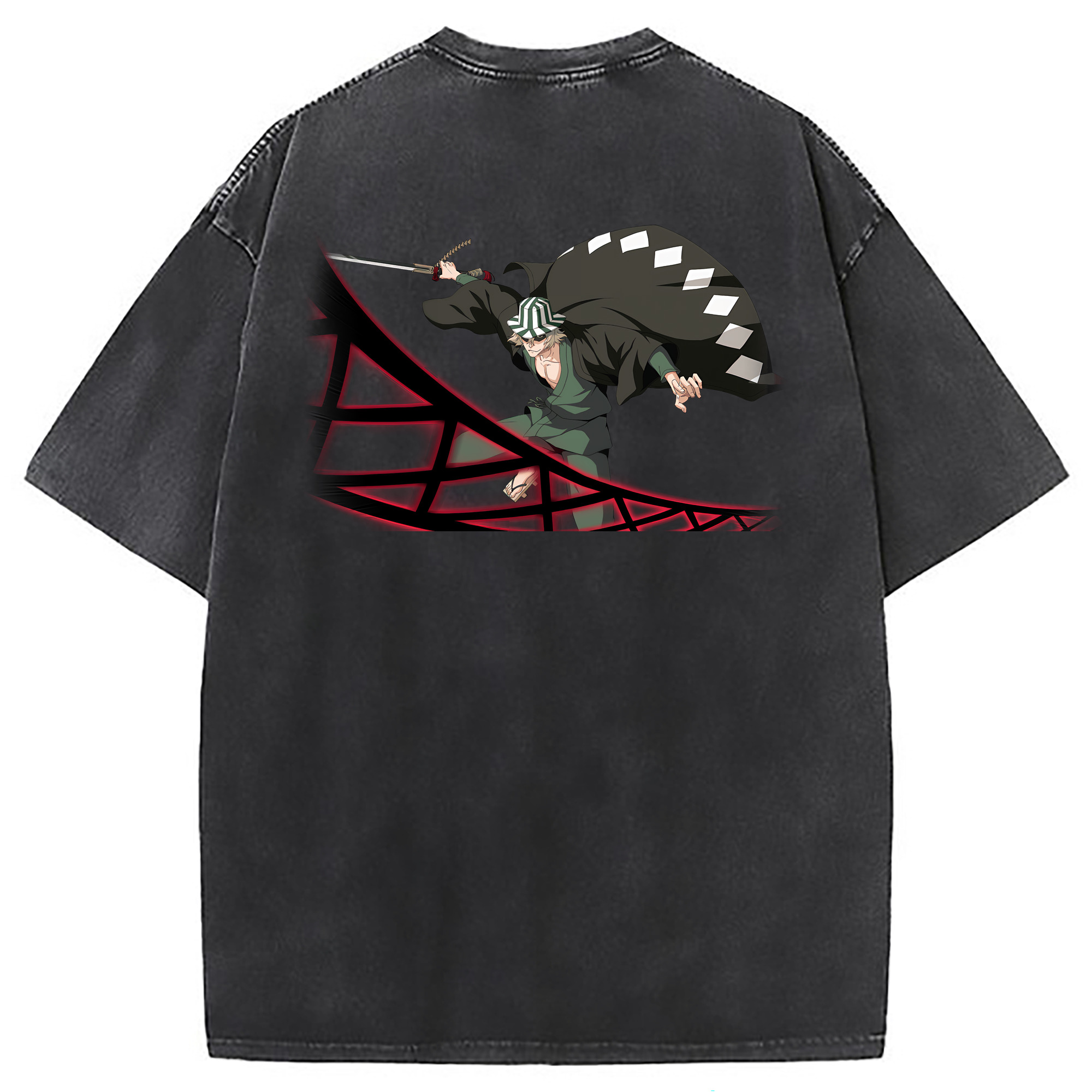（画像用） "ブリーチ 浦原 喜助（うらはら きすけ） BLEACH Urahara Kisuke " 綿100% ヴィンテージ風 半袖Tシャツ（背面プリント）