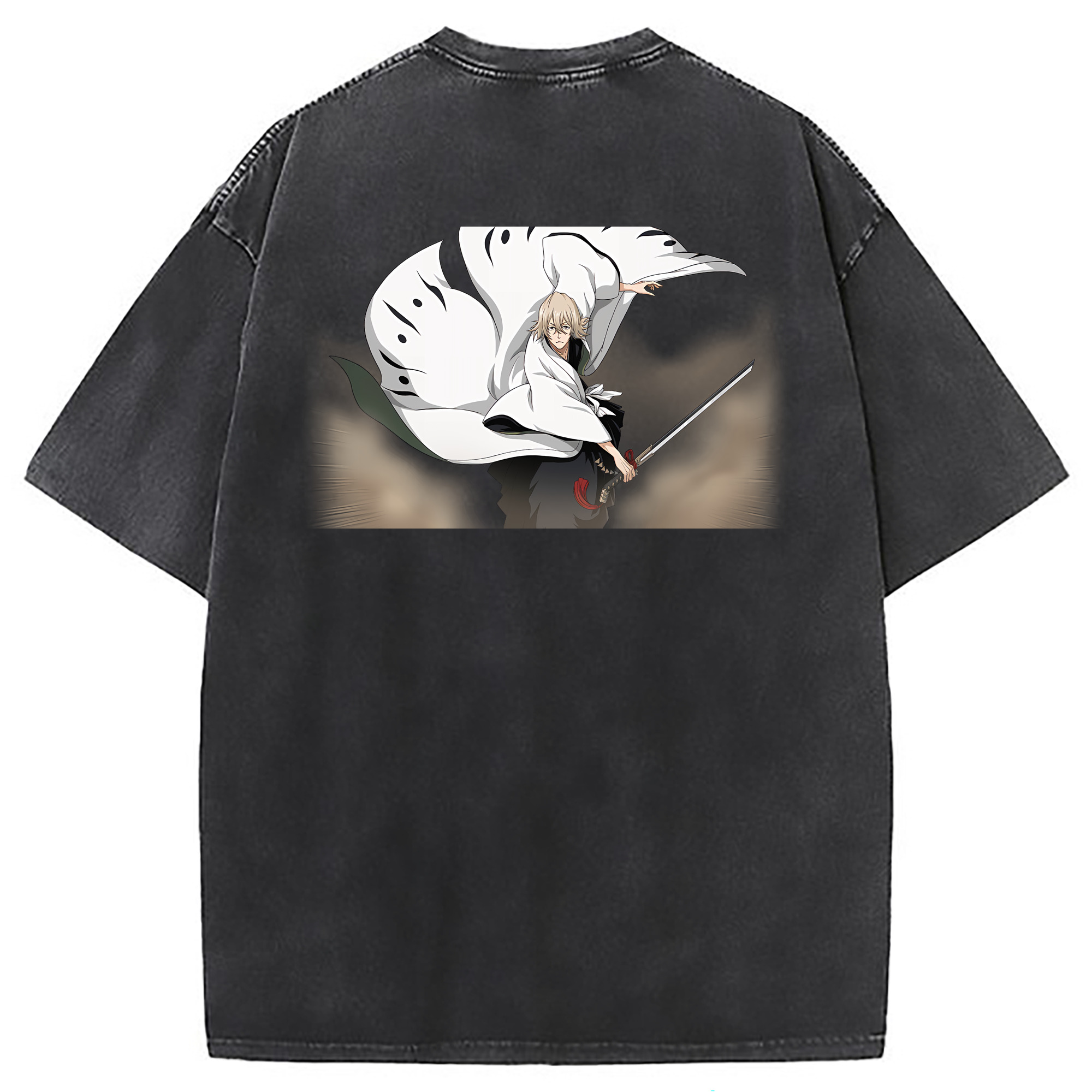 （画像用） "ブリーチ 浦原 喜助（うらはら きすけ） BLEACH Urahara Kisuke " 綿100% ヴィンテージ風 半袖Tシャツ（背面プリント）