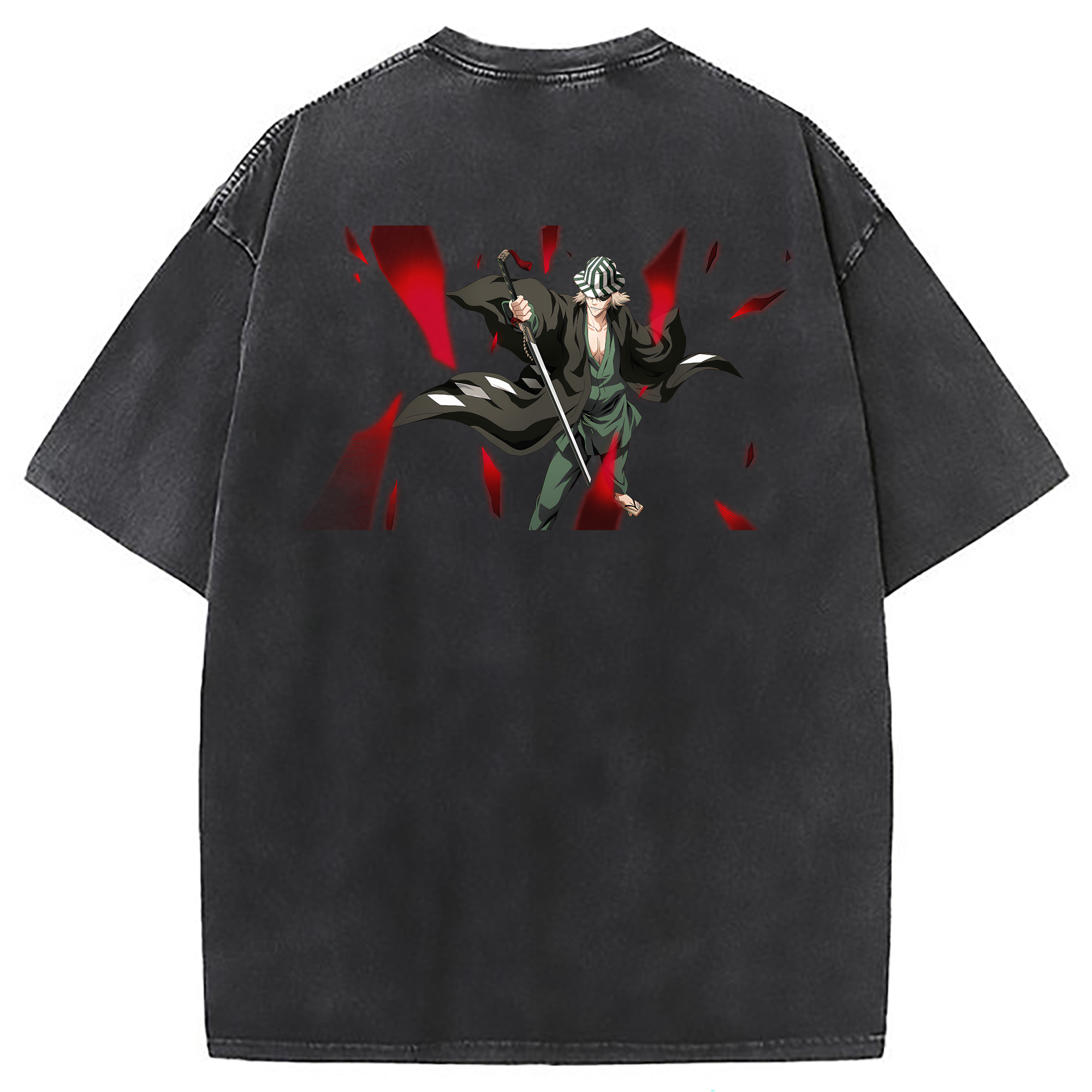 （画像用） "ブリーチ 浦原 喜助（うらはら きすけ） BLEACH Urahara Kisuke " 綿100% ヴィンテージ風 半袖Tシャツ（背面プリント）