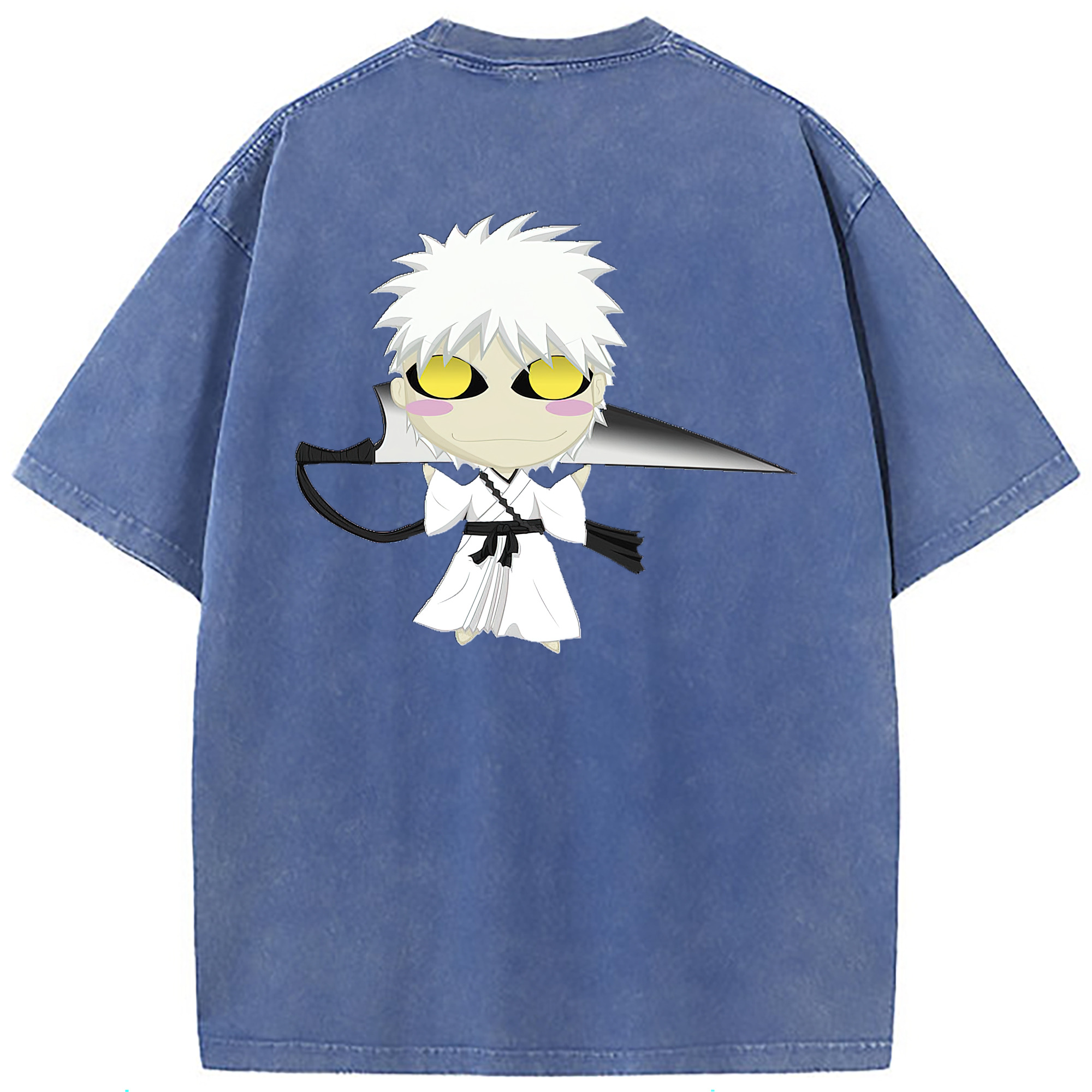（画像用） ブリーチ 黒崎一護（くろさき いちご）BLEACH Kurosaki Ichigo 綿100% ヴィンテージ風 半袖Tシャツ（背面プリント）