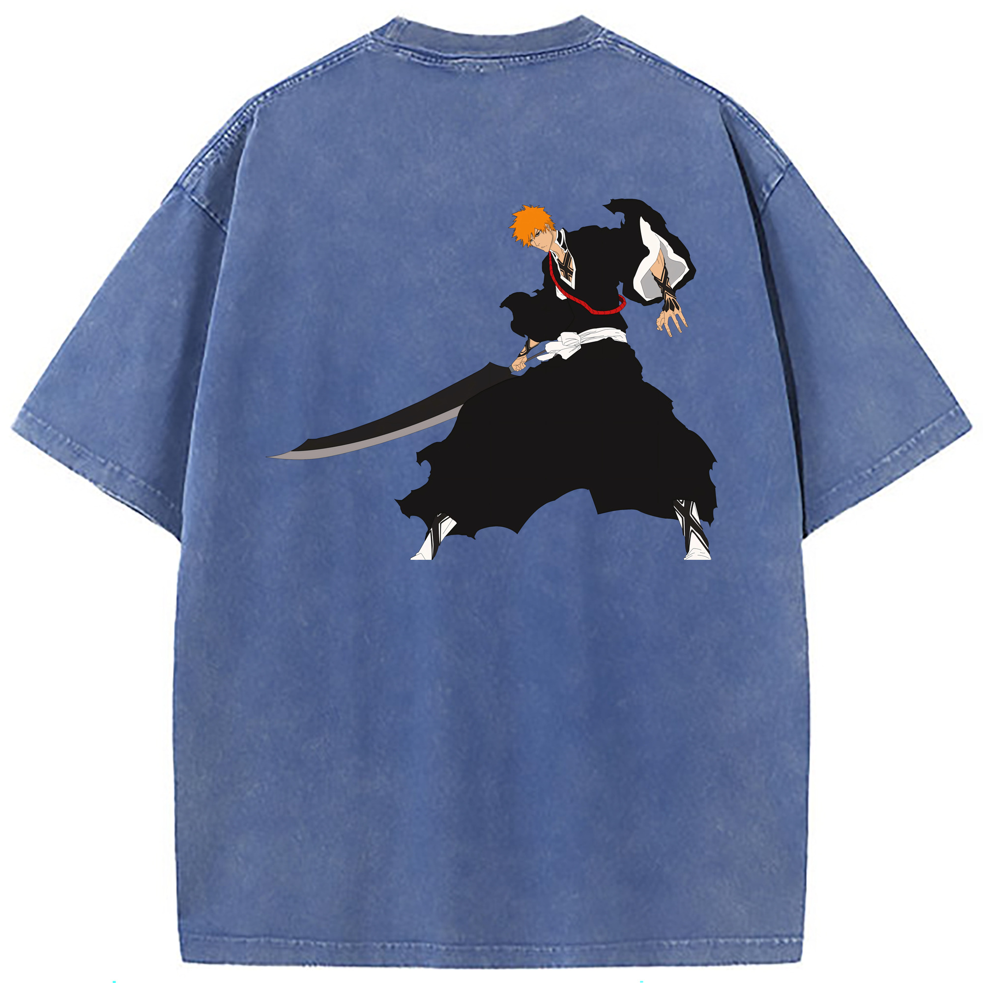 （画像用） ブリーチ 黒崎一護（くろさき いちご）BLEACH Kurosaki Ichigo 綿100% ヴィンテージ風 半袖Tシャツ（背面プリント）