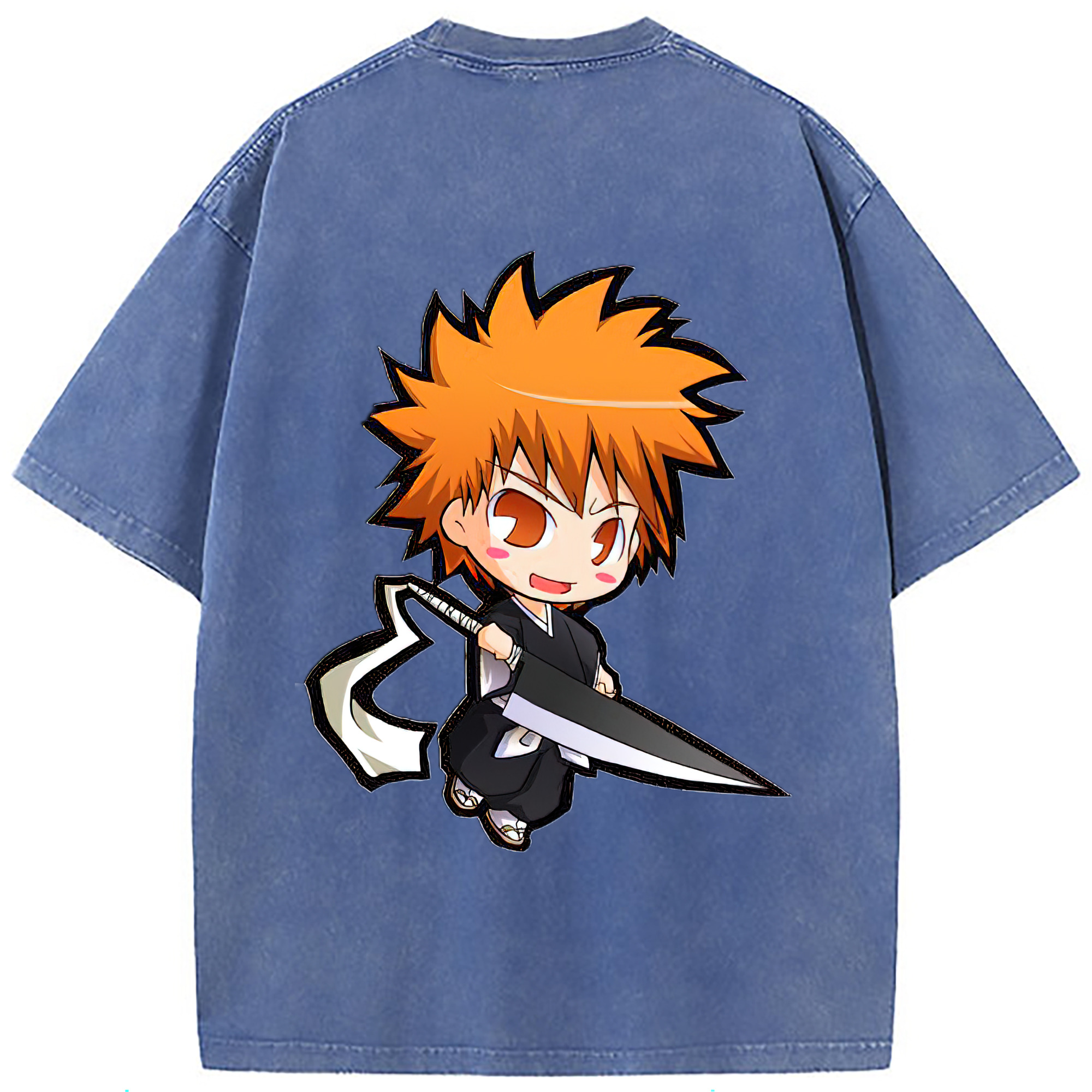 （画像用） ブリーチ 黒崎一護（くろさき いちご）BLEACH Kurosaki Ichigo 綿100% ヴィンテージ風 半袖Tシャツ（背面プリント）