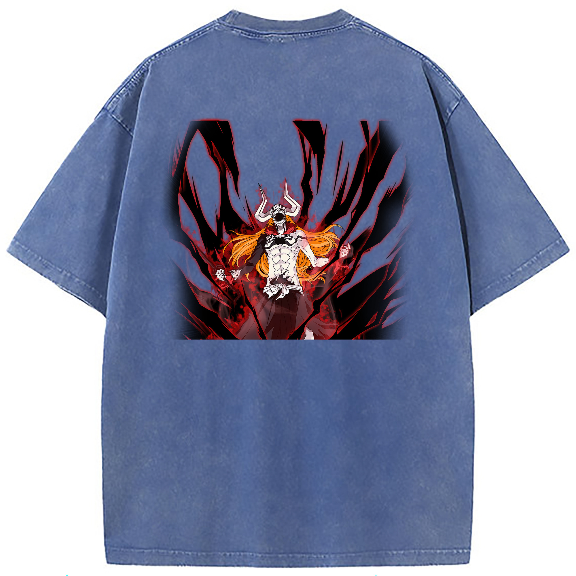 （画像用） ブリーチ 黒崎一護（くろさき いちご）BLEACH Kurosaki Ichigo 綿100% ヴィンテージ風 半袖Tシャツ（背面プリント）