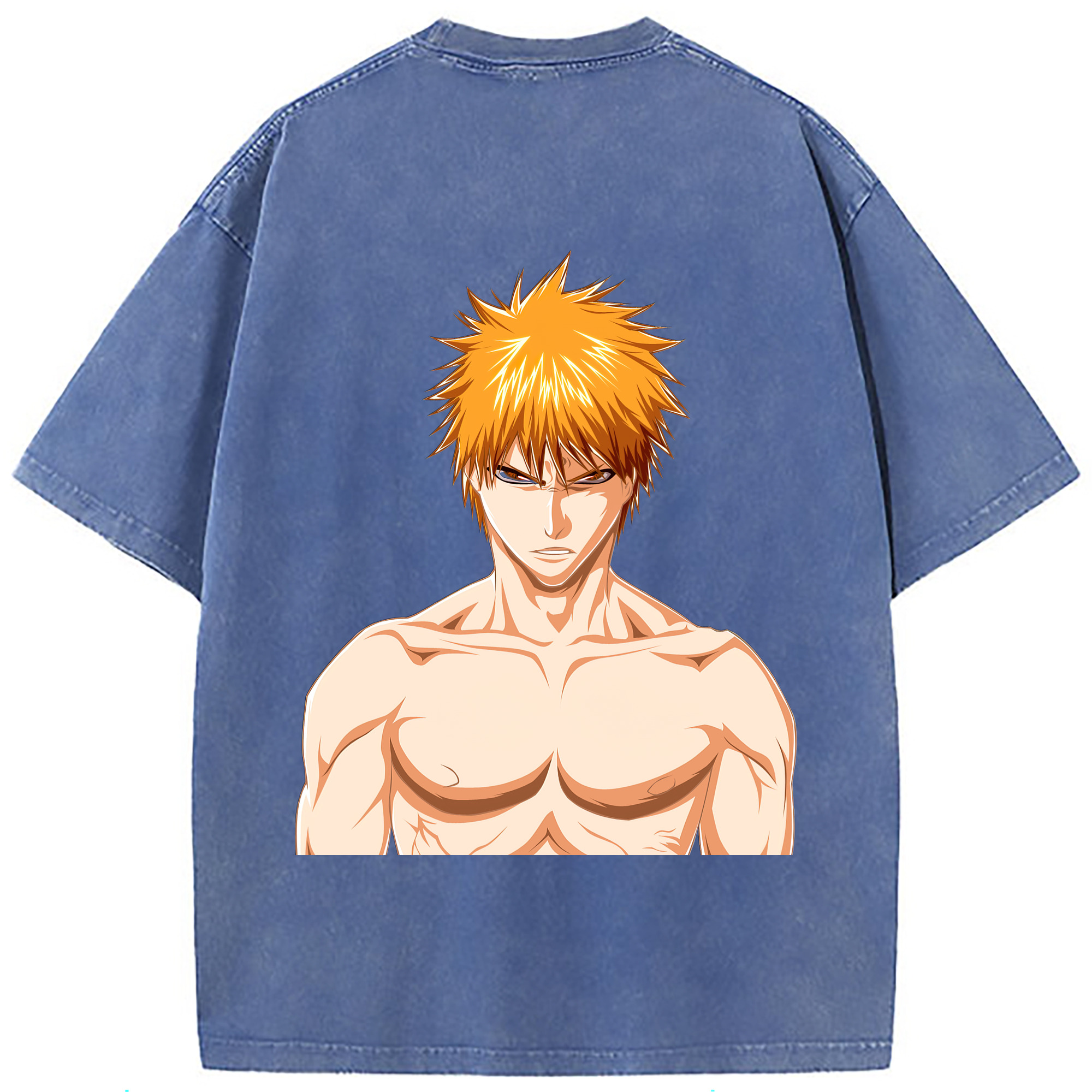 （画像用） ブリーチ 黒崎一護（くろさき いちご）BLEACH Kurosaki Ichigo 綿100% ヴィンテージ風 半袖Tシャツ（背面プリント）