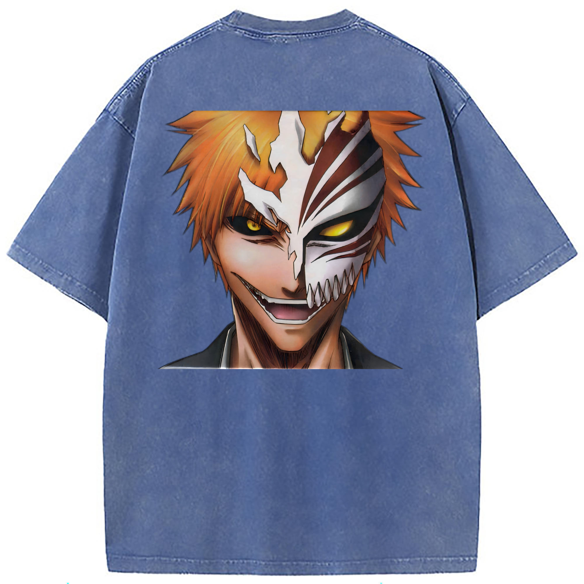 （画像用） ブリーチ 黒崎一護（くろさき いちご）BLEACH Kurosaki Ichigo 綿100% ヴィンテージ風 半袖Tシャツ（背面プリント）