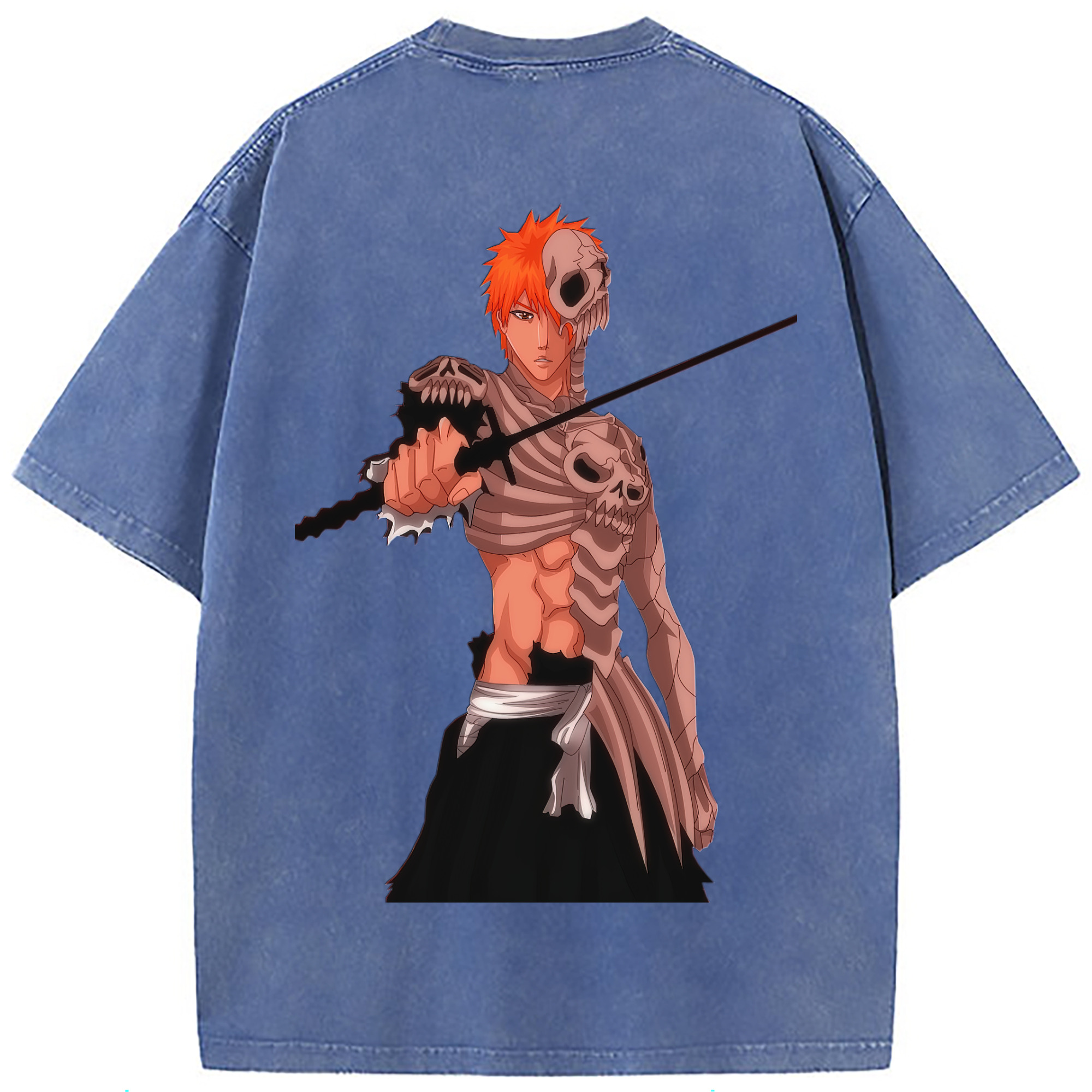 （画像用） ブリーチ 黒崎一護（くろさき いちご）BLEACH Kurosaki Ichigo 綿100% ヴィンテージ風 半袖Tシャツ（背面プリント）