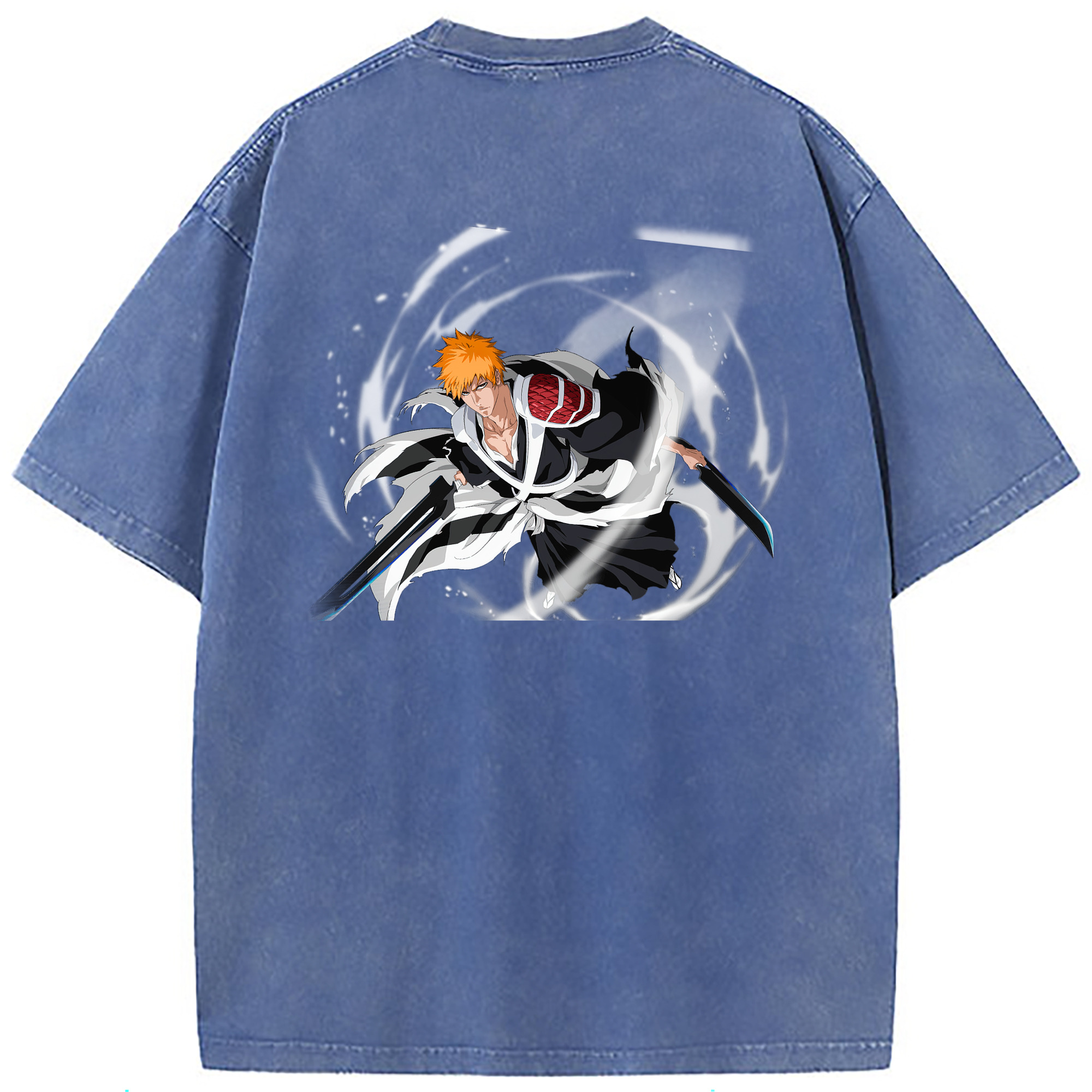 （画像用） ブリーチ 黒崎一護（くろさき いちご）BLEACH Kurosaki Ichigo 綿100% ヴィンテージ風 半袖Tシャツ（背面プリント）