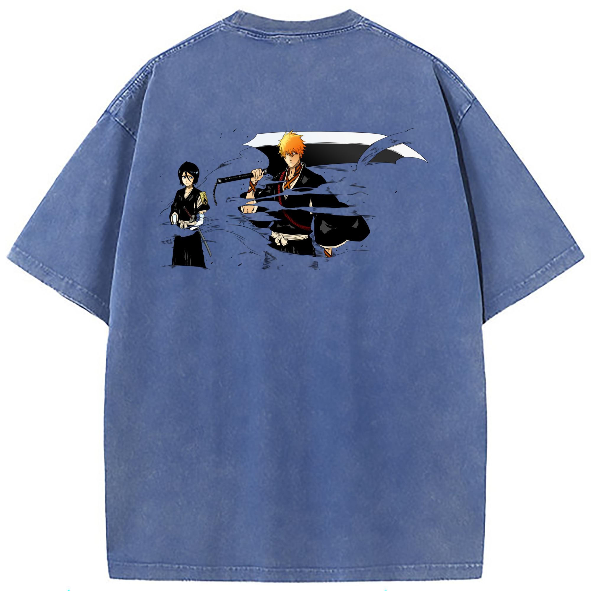 （画像用） ブリーチ 黒崎一護（くろさき いちご）BLEACH Kurosaki Ichigo 綿100% ヴィンテージ風 半袖Tシャツ（背面プリント）
