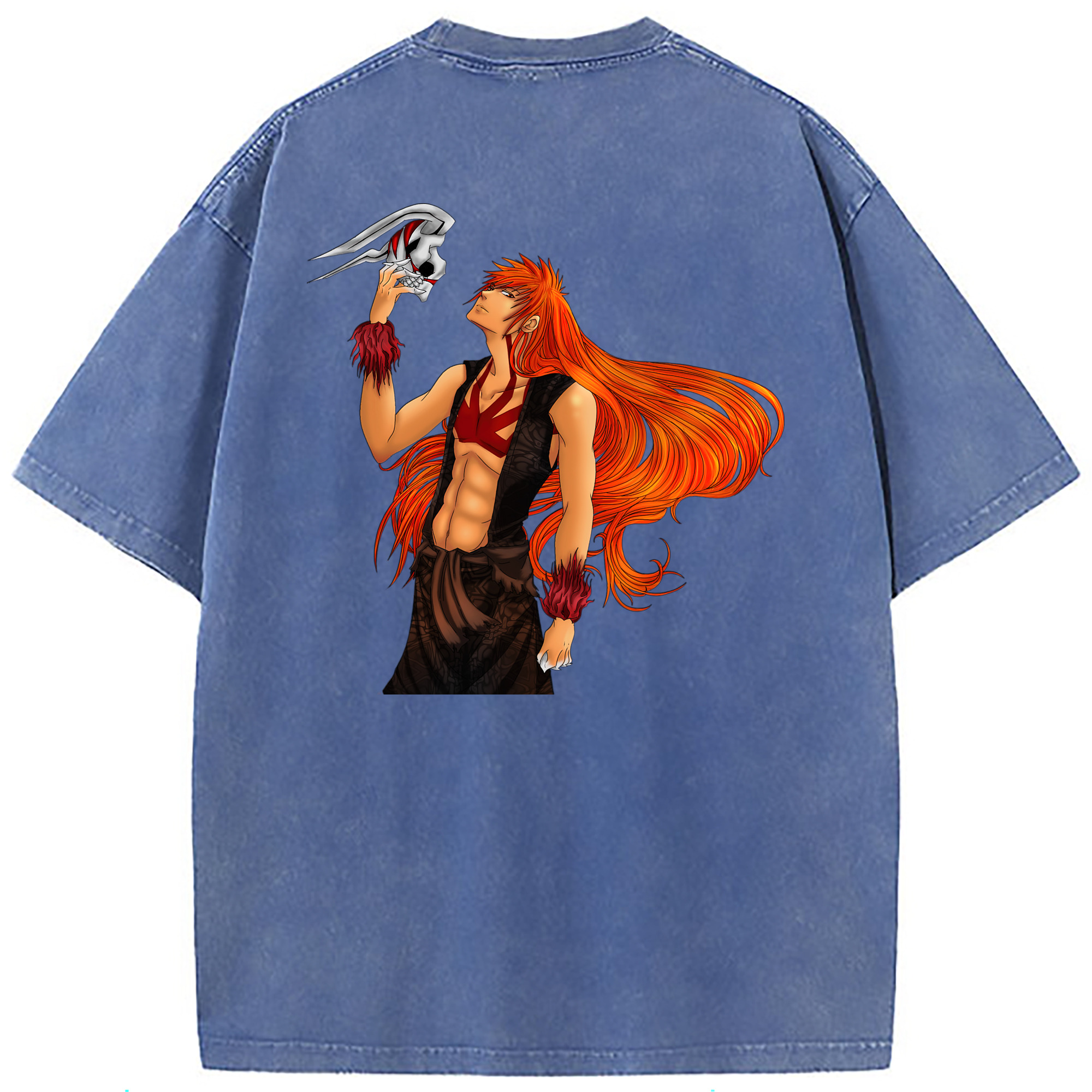 （画像用） ブリーチ 黒崎一護（くろさき いちご）BLEACH Kurosaki Ichigo 綿100% ヴィンテージ風 半袖Tシャツ（背面プリント）