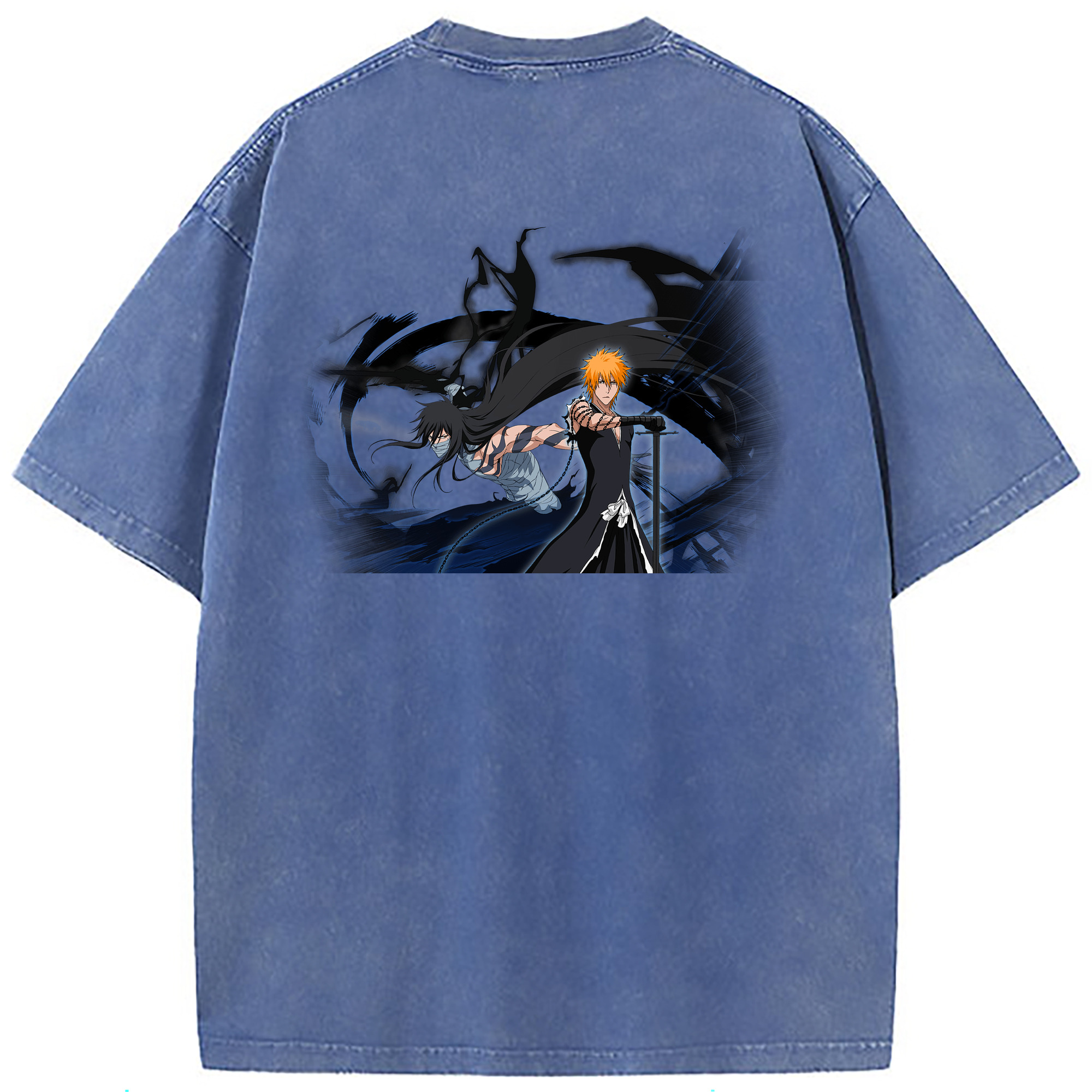 （画像用） ブリーチ 黒崎一護（くろさき いちご）BLEACH Kurosaki Ichigo 綿100% ヴィンテージ風 半袖Tシャツ（背面プリント）