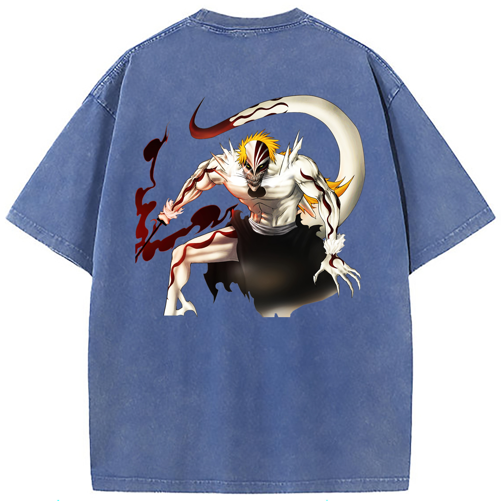 （画像用） ブリーチ 黒崎一護（くろさき いちご）BLEACH Kurosaki Ichigo 綿100% ヴィンテージ風 半袖Tシャツ（背面プリント）