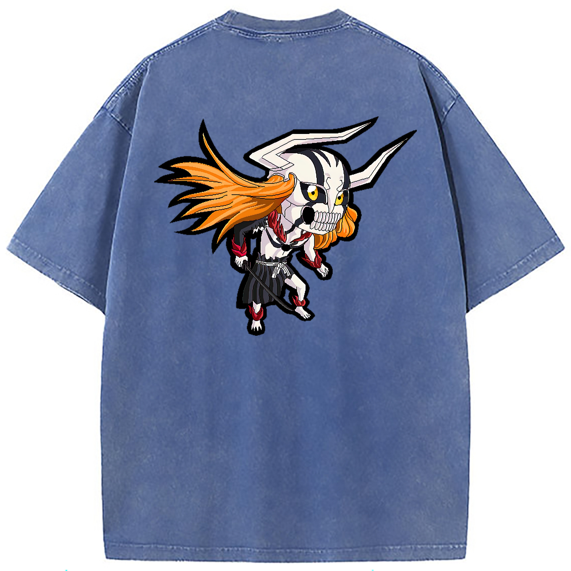（画像用） ブリーチ 黒崎一護（くろさき いちご）BLEACH Kurosaki Ichigo 綿100% ヴィンテージ風 半袖Tシャツ（背面プリント）