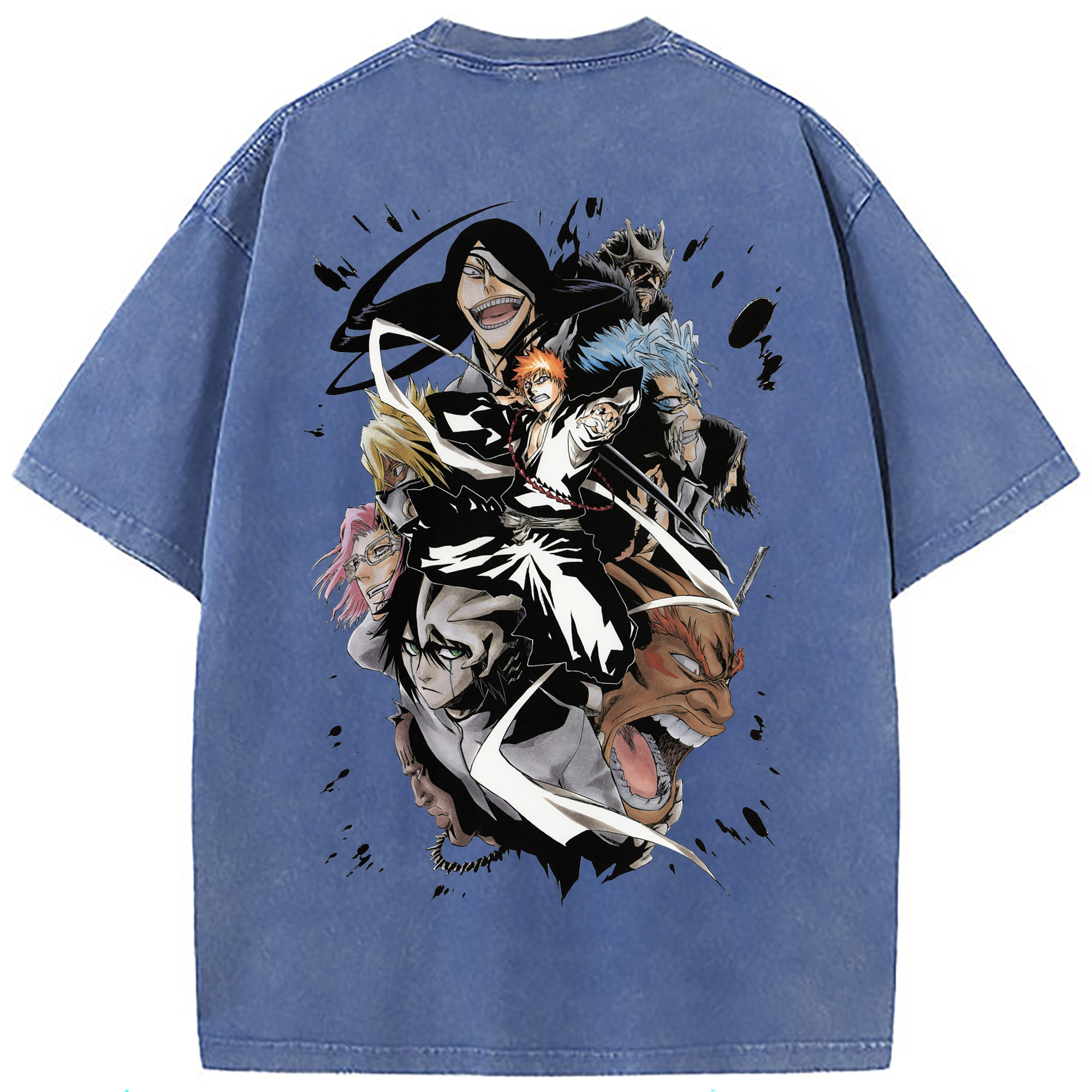 （画像用） ブリーチ 黒崎一護（くろさき いちご）BLEACH Kurosaki Ichigo 綿100% ヴィンテージ風 半袖Tシャツ（背面プリント）