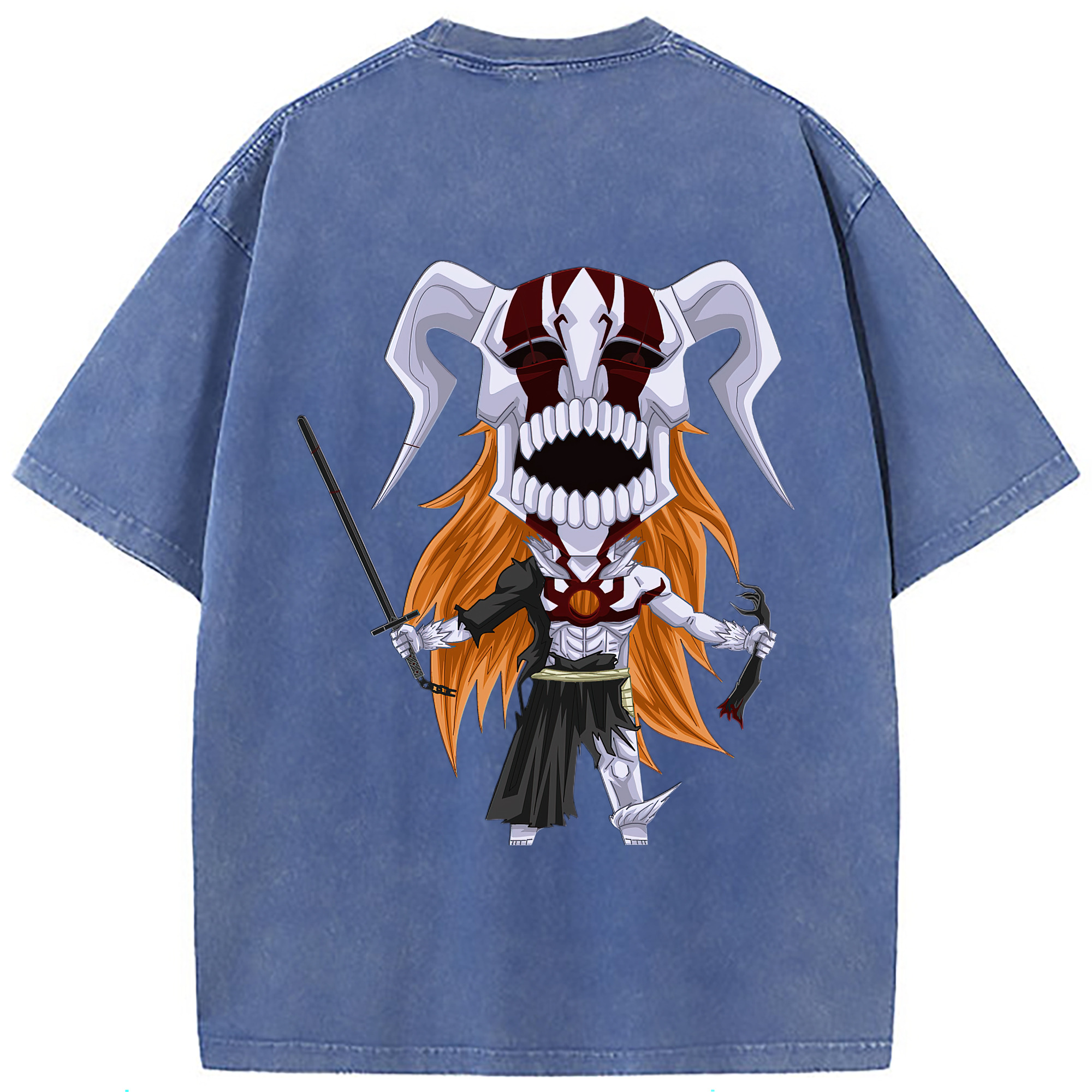 （画像用） ブリーチ 黒崎一護（くろさき いちご）BLEACH Kurosaki Ichigo 綿100% ヴィンテージ風 半袖Tシャツ（背面プリント）