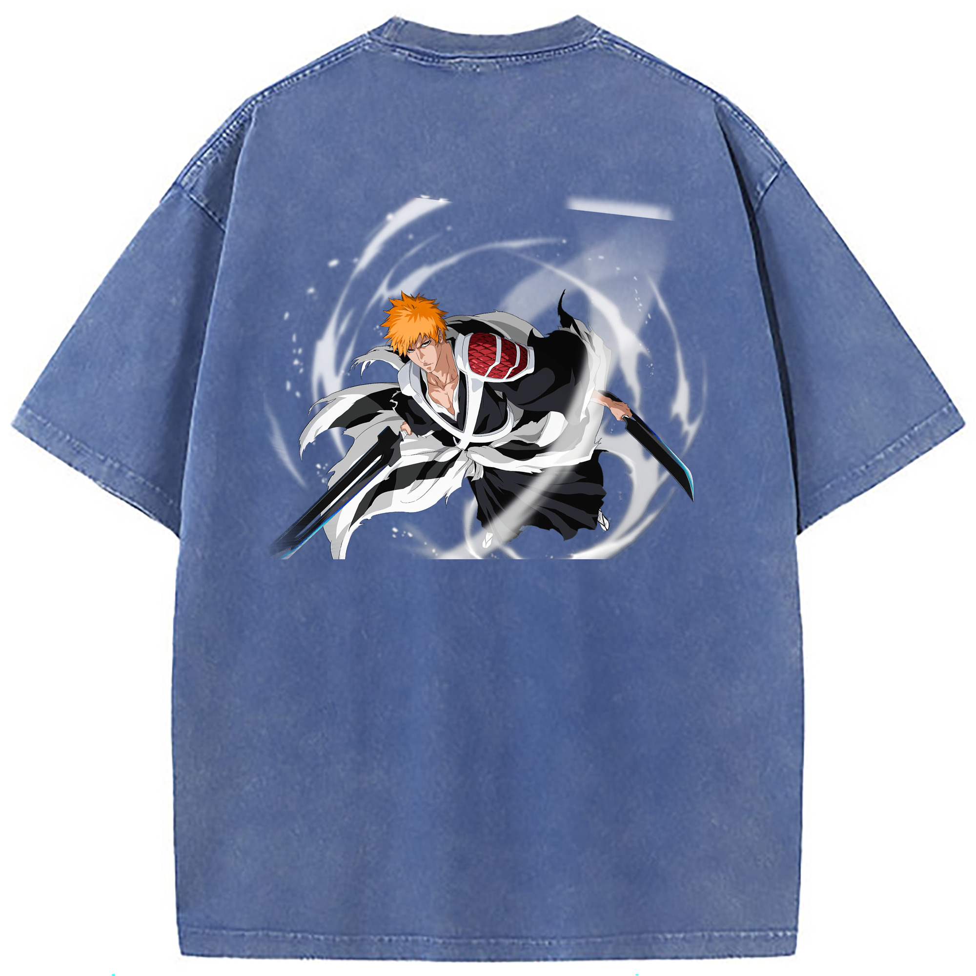 （画像用） ブリーチ 黒崎一護（くろさき いちご）BLEACH Kurosaki Ichigo 綿100% ヴィンテージ風 半袖Tシャツ（背面プリント）