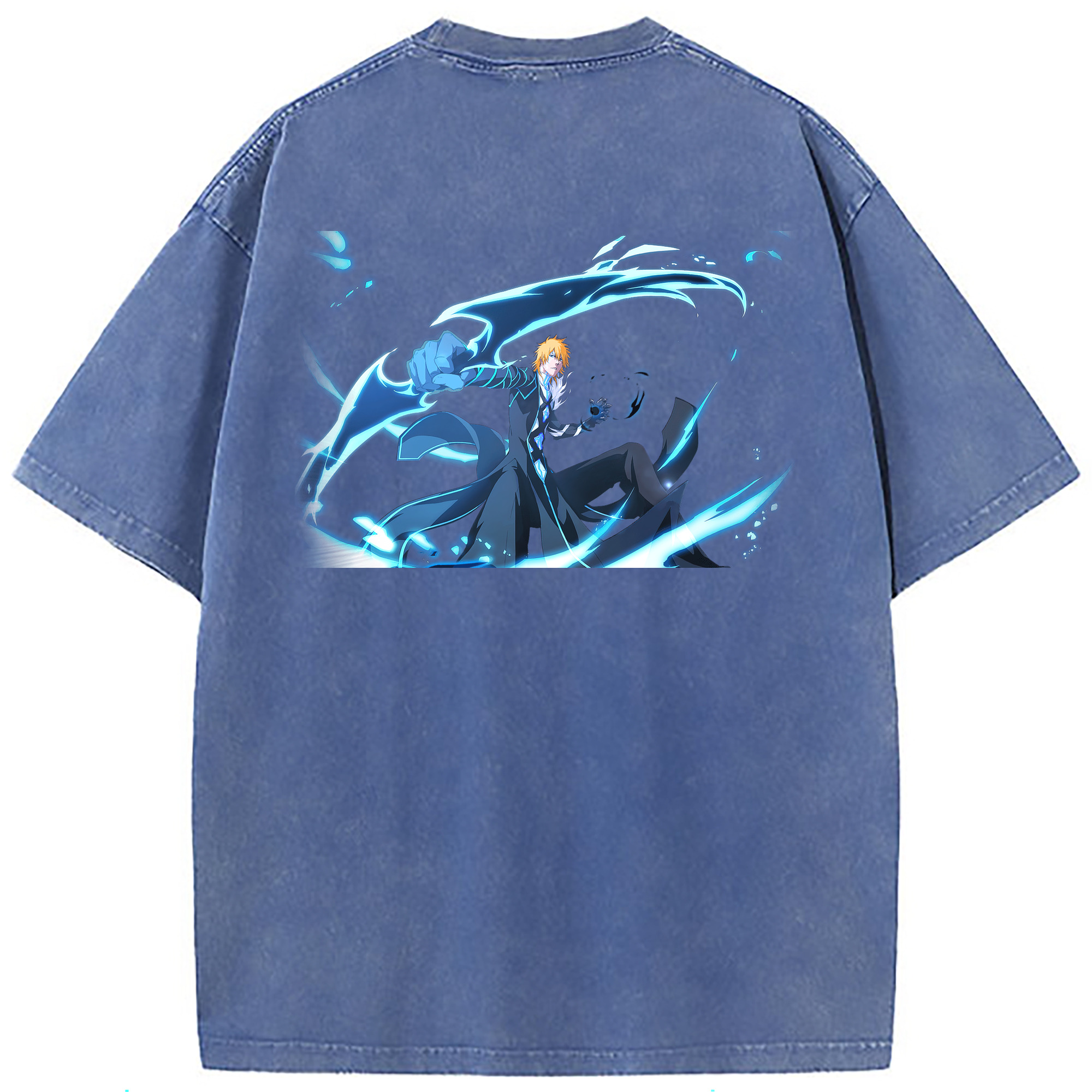 （画像用） ブリーチ 黒崎一護（くろさき いちご）BLEACH Kurosaki Ichigo 綿100% ヴィンテージ風 半袖Tシャツ（背面プリント）