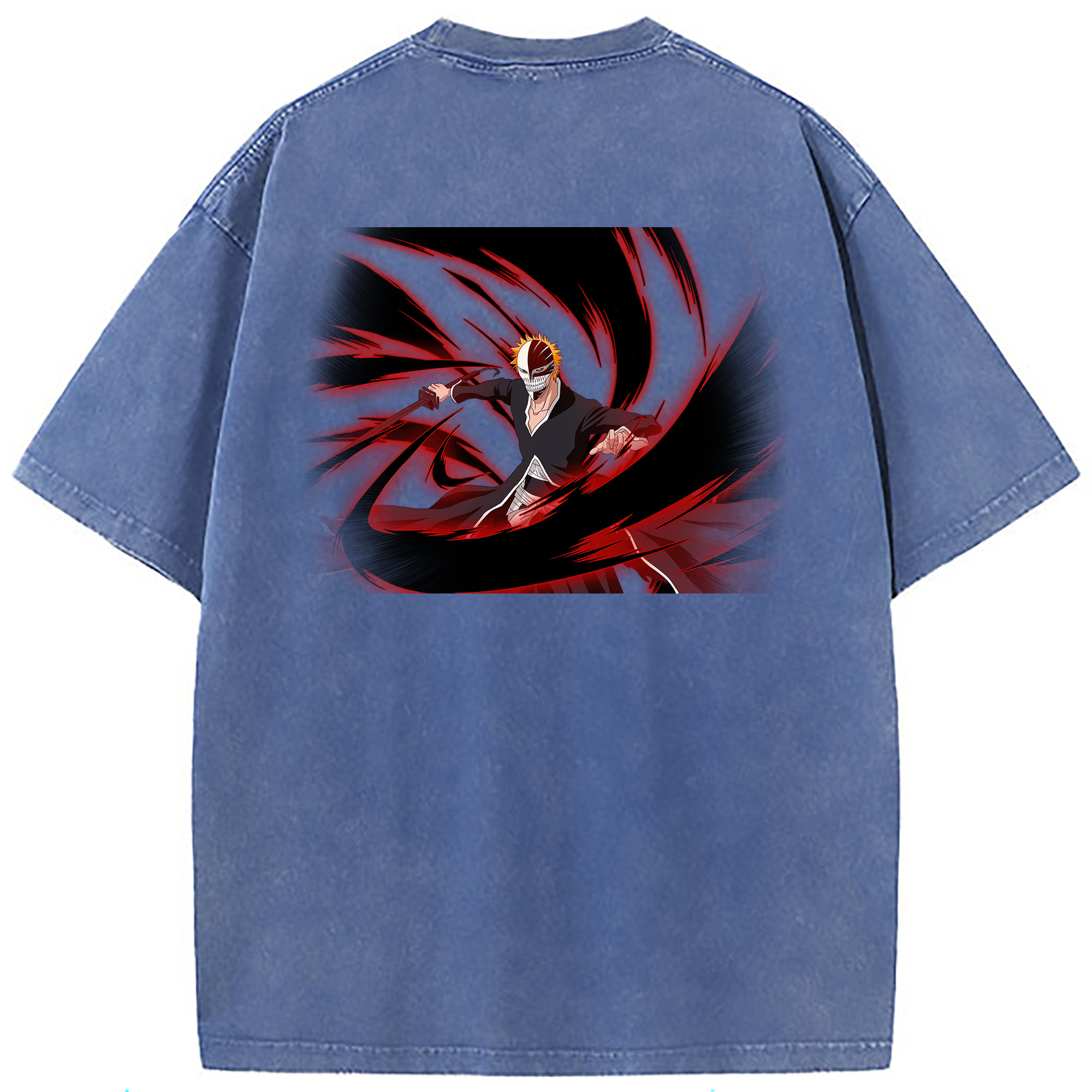（画像用） ブリーチ 黒崎一護（くろさき いちご）BLEACH Kurosaki Ichigo 綿100% ヴィンテージ風 半袖Tシャツ（背面プリント）