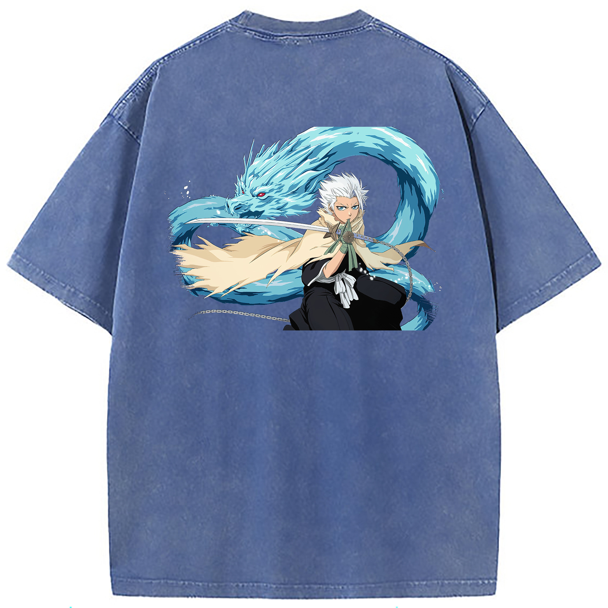 （画像用） ブリーチ 日番谷冬獅郎（ひつがや とうしろう） BLEACH Hitsugaya Toushirou 綿100% ヴィンテージ風 半袖Tシャツ（背面プリント）
