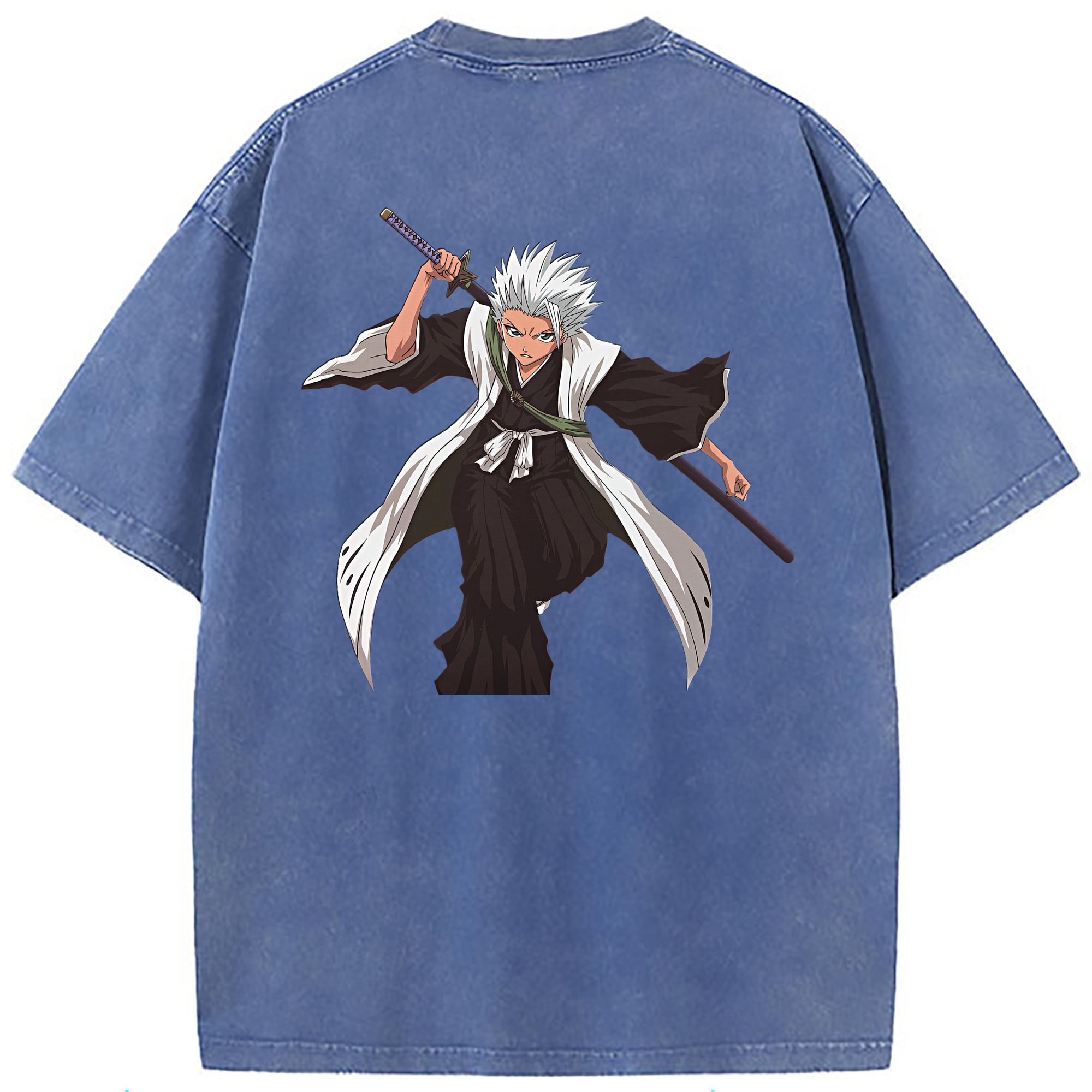 （画像用） ブリーチ 日番谷冬獅郎（ひつがや とうしろう） BLEACH Hitsugaya Toushirou 綿100% ヴィンテージ風 半袖Tシャツ（背面プリント）