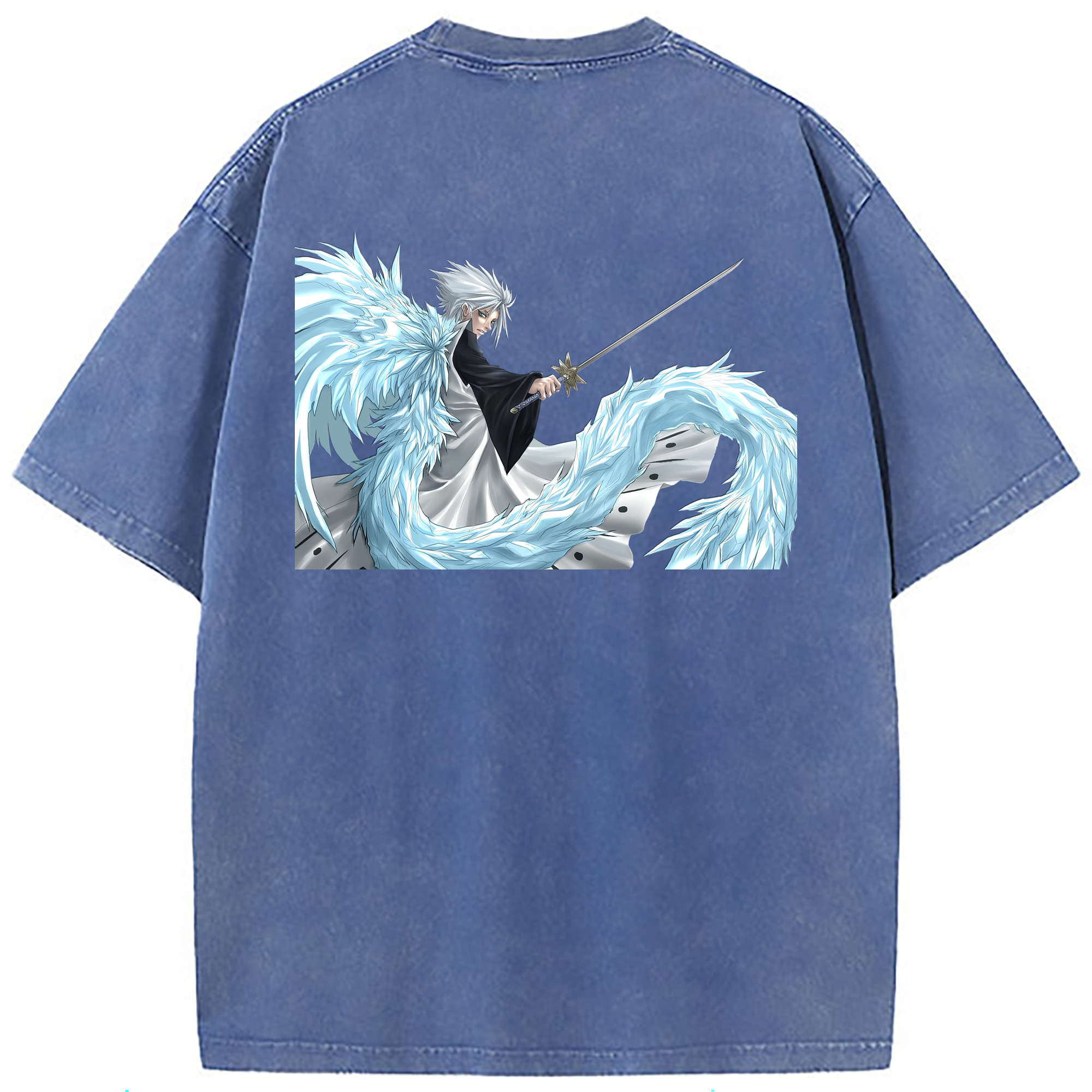 （画像用） ブリーチ 日番谷冬獅郎（ひつがや とうしろう） BLEACH Hitsugaya Toushirou 綿100% ヴィンテージ風 半袖Tシャツ（背面プリント）