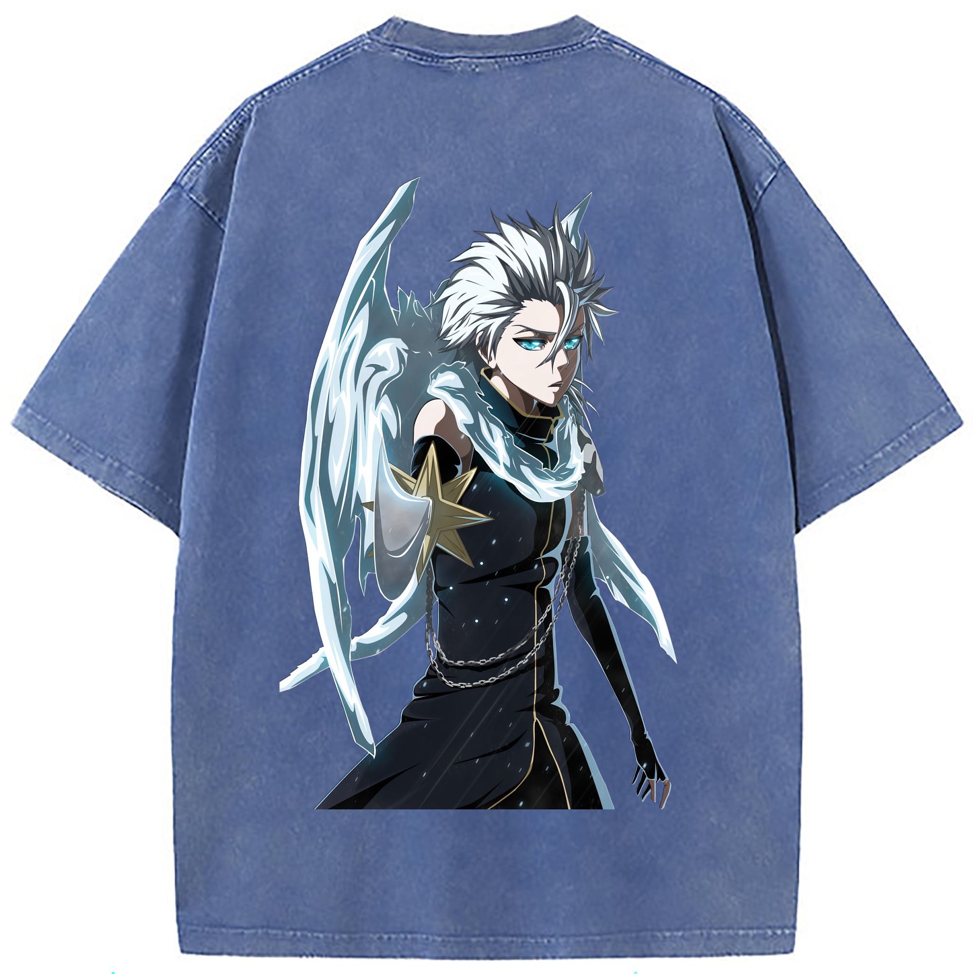 （画像用） ブリーチ 日番谷冬獅郎（ひつがや とうしろう） BLEACH Hitsugaya Toushirou 綿100% ヴィンテージ風 半袖Tシャツ（背面プリント）