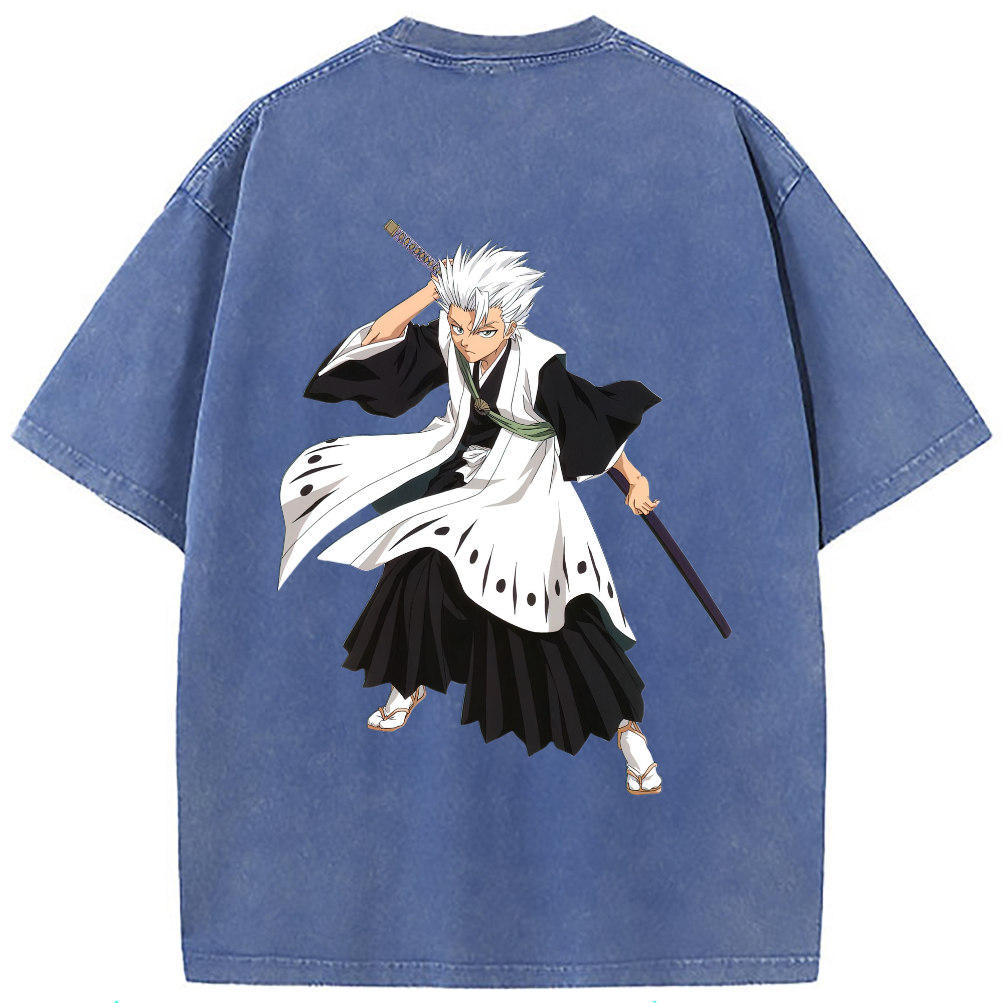 （画像用） ブリーチ 日番谷冬獅郎（ひつがや とうしろう） BLEACH Hitsugaya Toushirou 綿100% ヴィンテージ風 半袖Tシャツ（背面プリント）