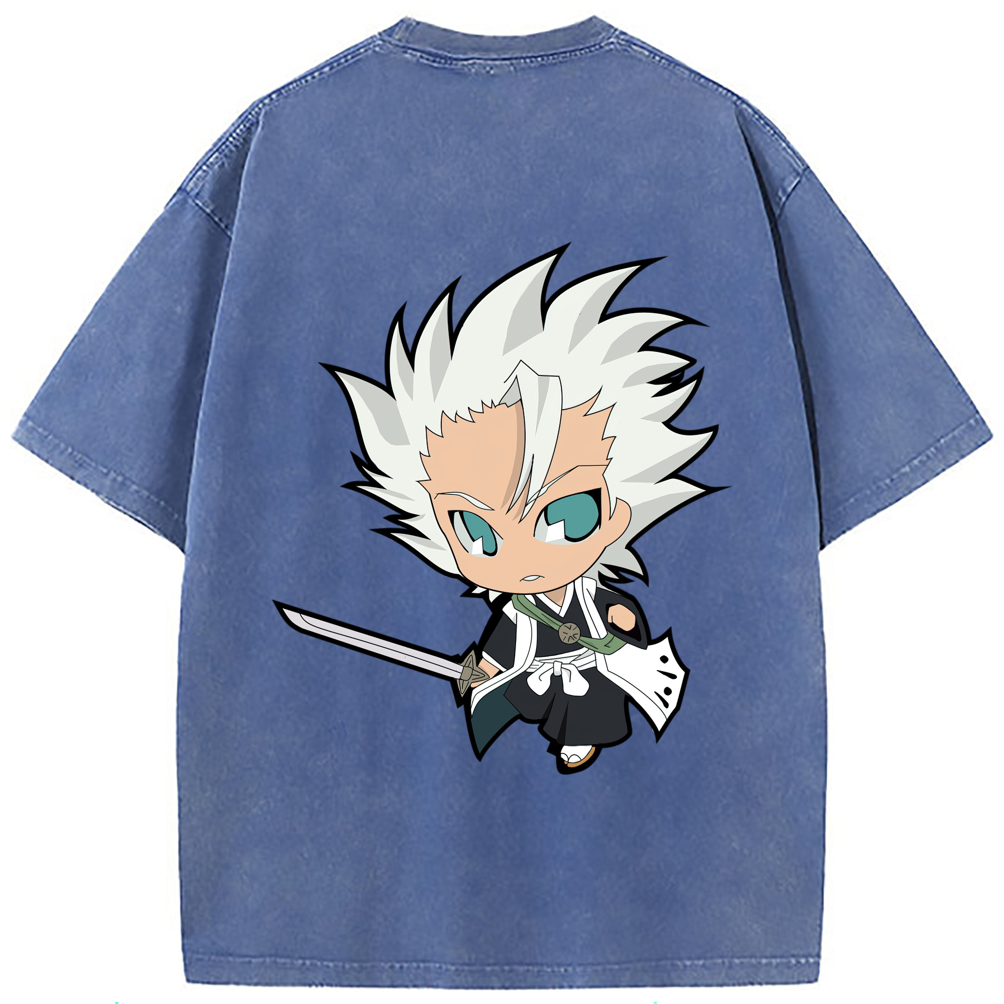 （画像用） ブリーチ 日番谷冬獅郎（ひつがや とうしろう） BLEACH Hitsugaya Toushirou 綿100% ヴィンテージ風 半袖Tシャツ（背面プリント）