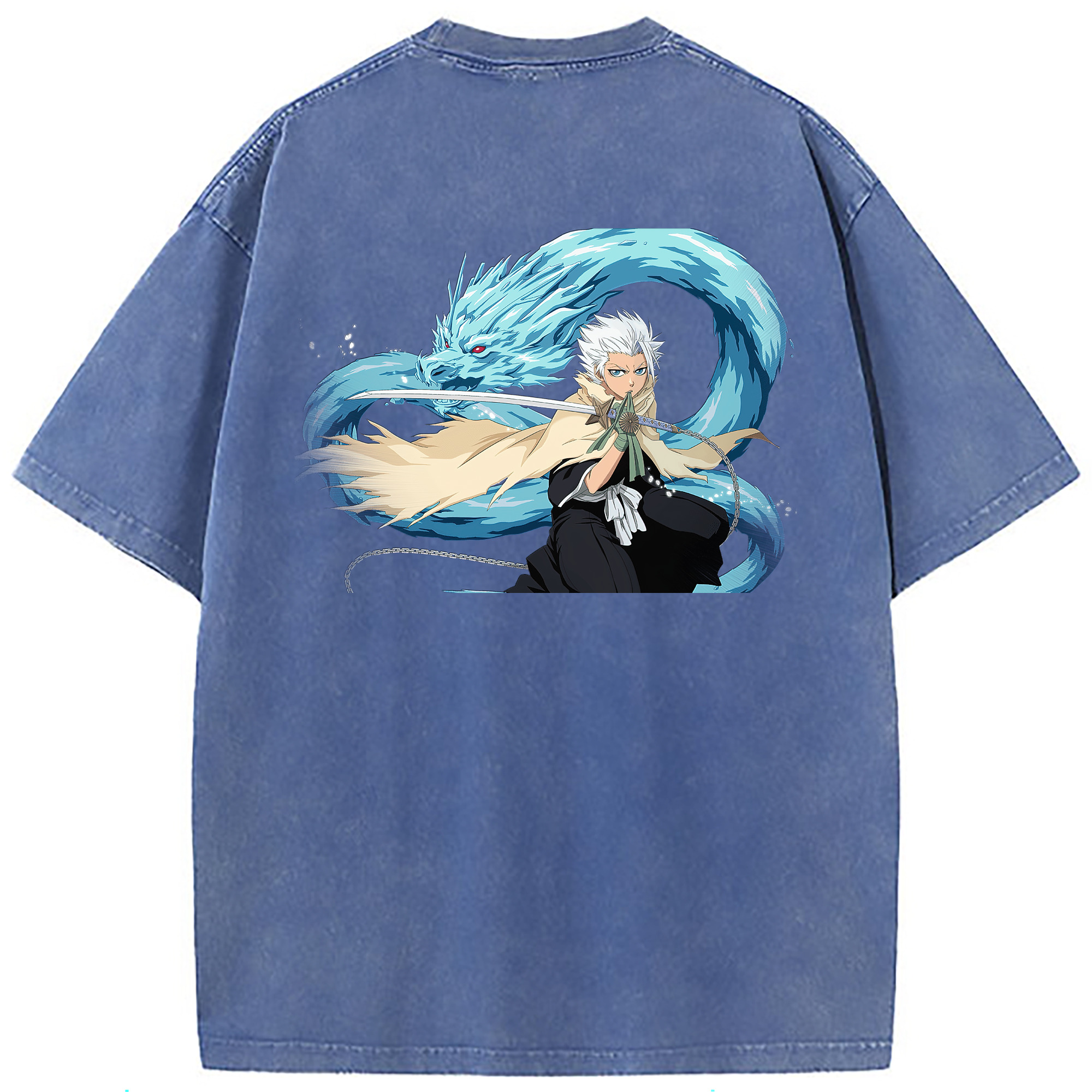（画像用） ブリーチ 日番谷冬獅郎（ひつがや とうしろう） BLEACH Hitsugaya Toushirou 綿100% ヴィンテージ風 半袖Tシャツ（背面プリント）