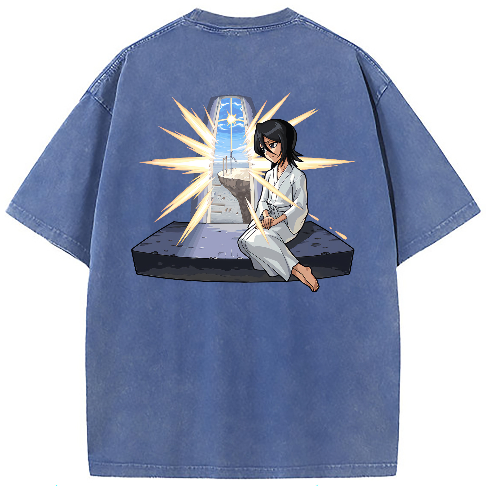 （画像用） ブリーチ 朽木ルキア BLEACH Kuchiki Rukia 綿100% ヴィンテージ風 半袖Tシャツ（背面プリント）