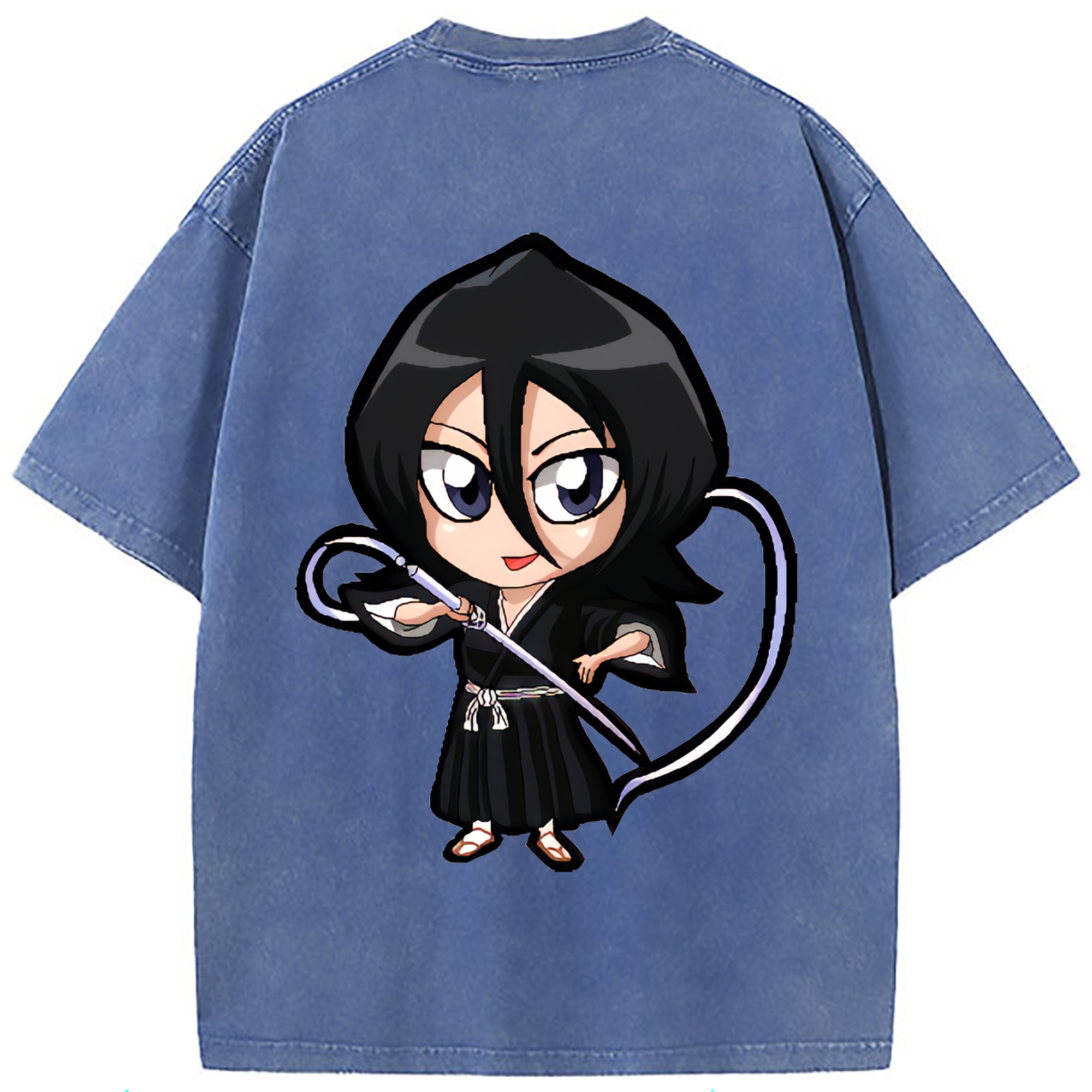 （画像用） ブリーチ 朽木ルキア BLEACH Kuchiki Rukia 綿100% ヴィンテージ風 半袖Tシャツ（背面プリント）
